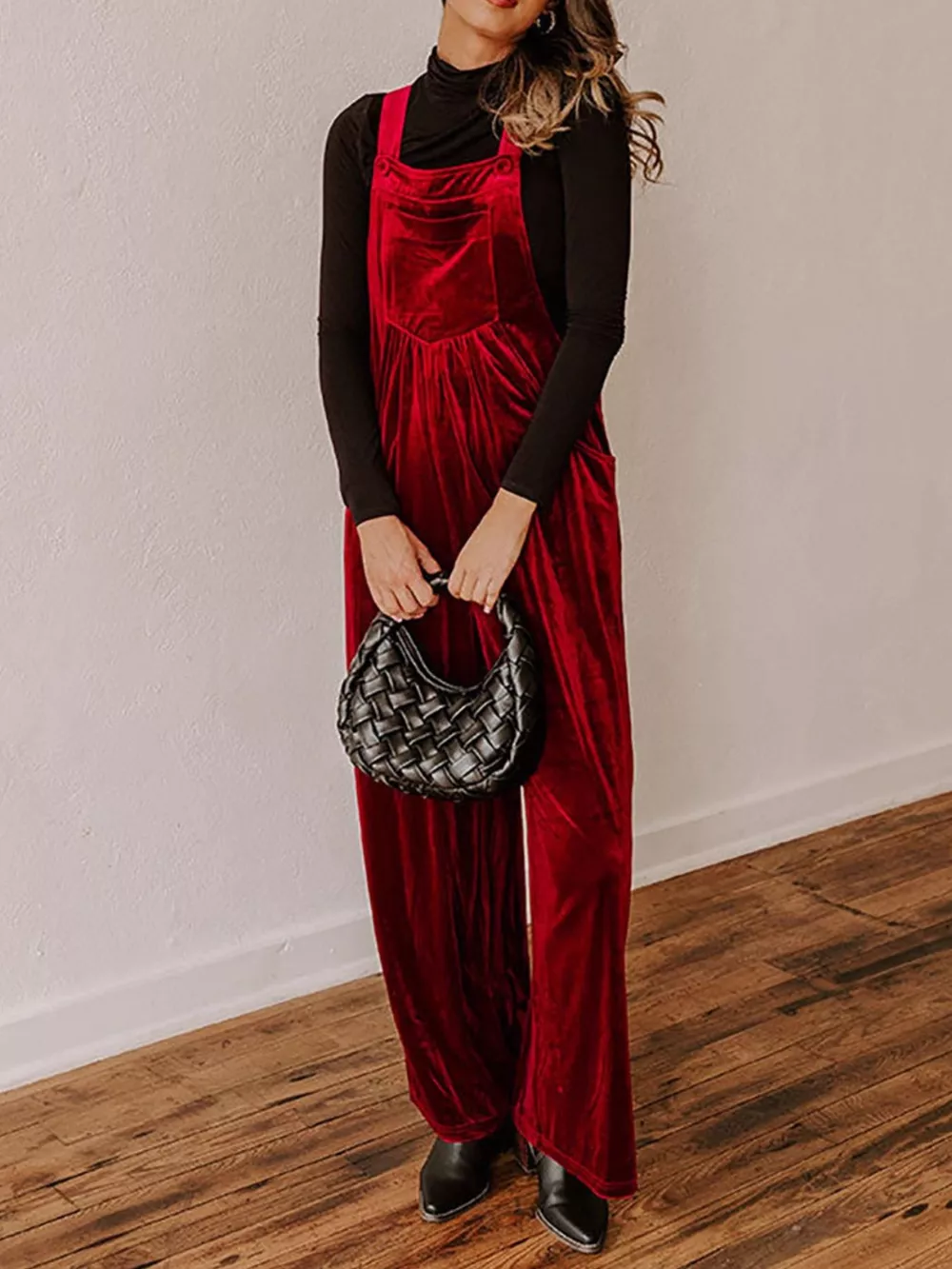 Velvet Wide Leg Overalls, image 5