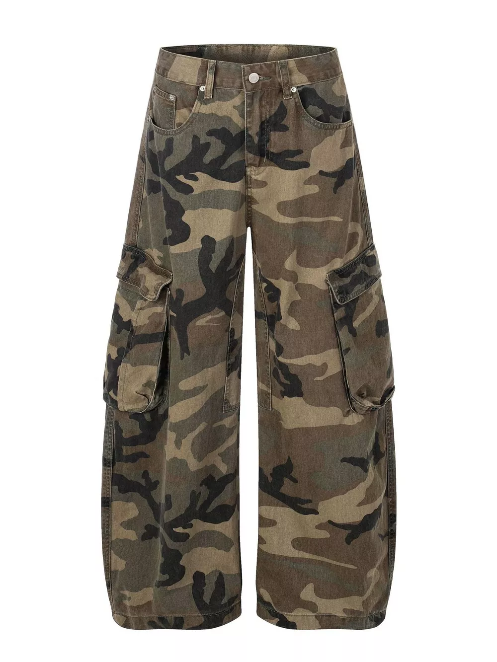 Men's High-Waisted Camouflage Cargo Wide-Leg Pants