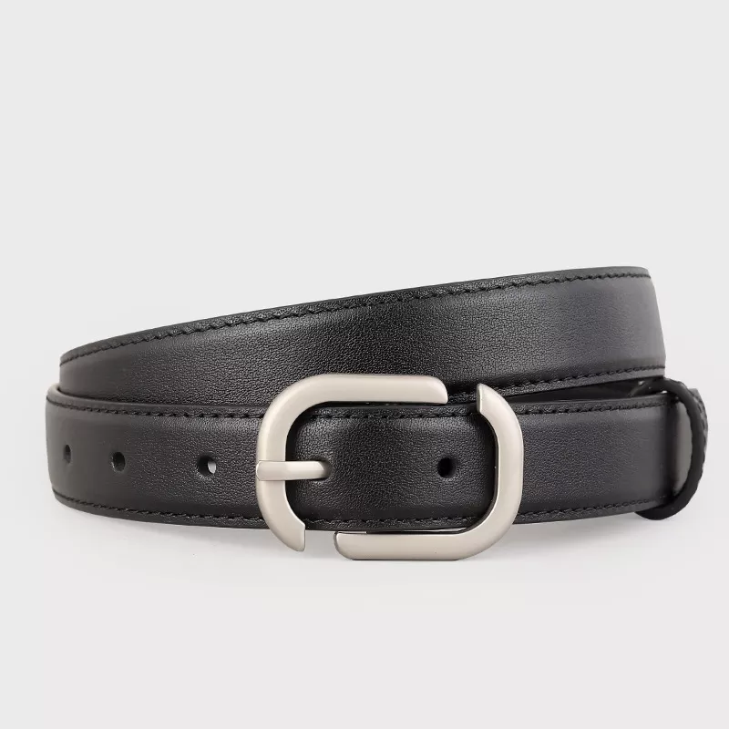 Leather Belt with Silver Buckle