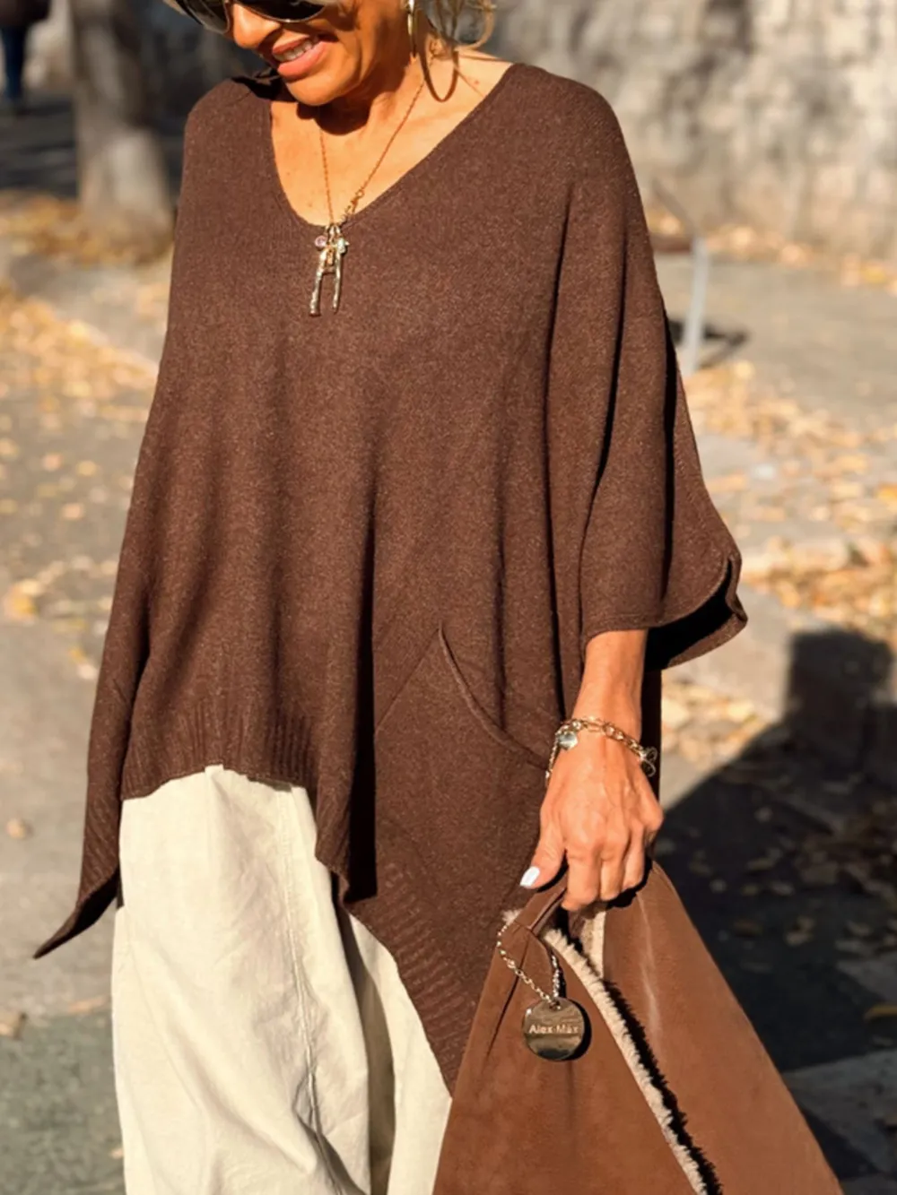 Ribbed Hem V-Neck Sweater, image 18