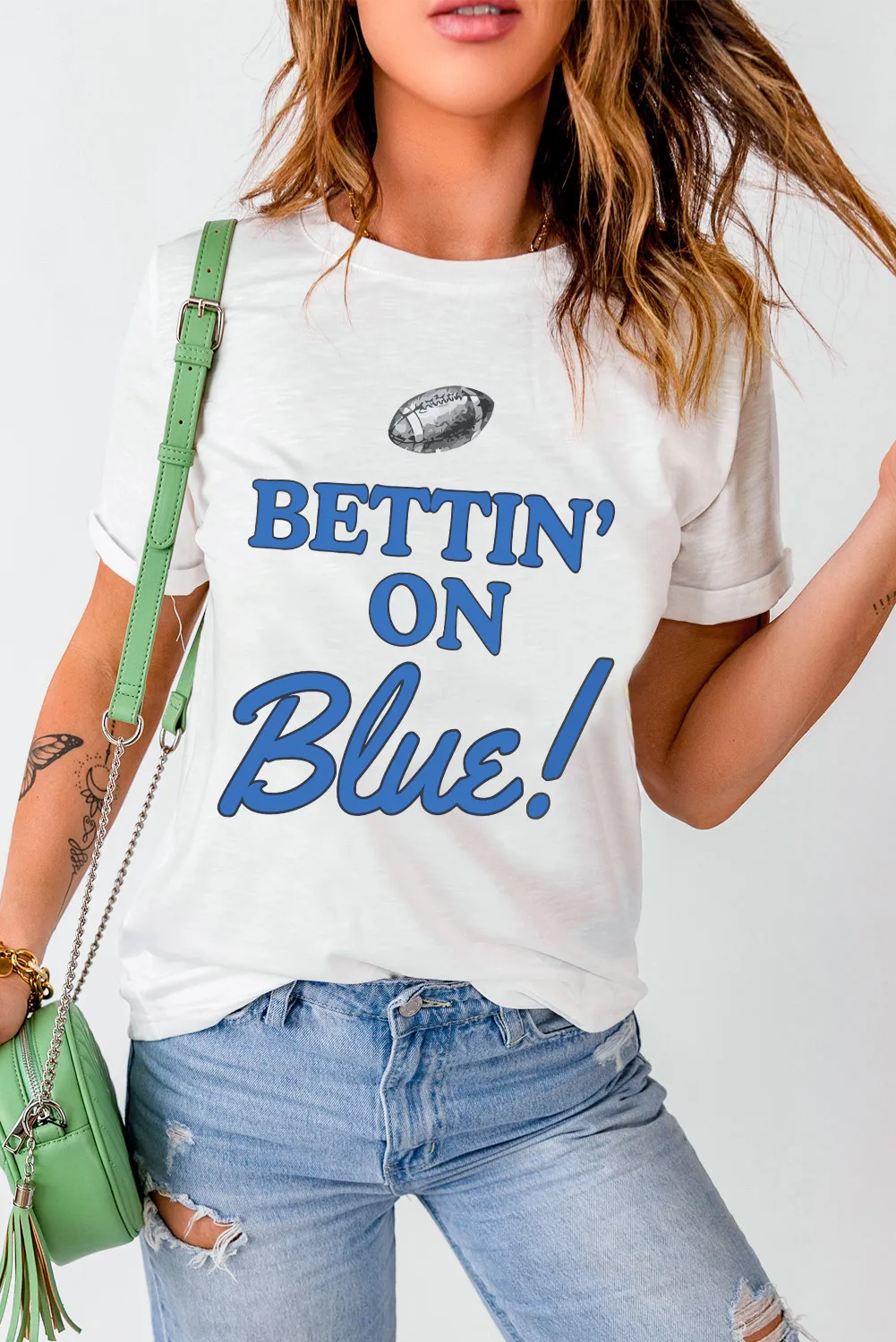 Letter Graphic Round Neck Short Sleeve T-Shirt, image 5