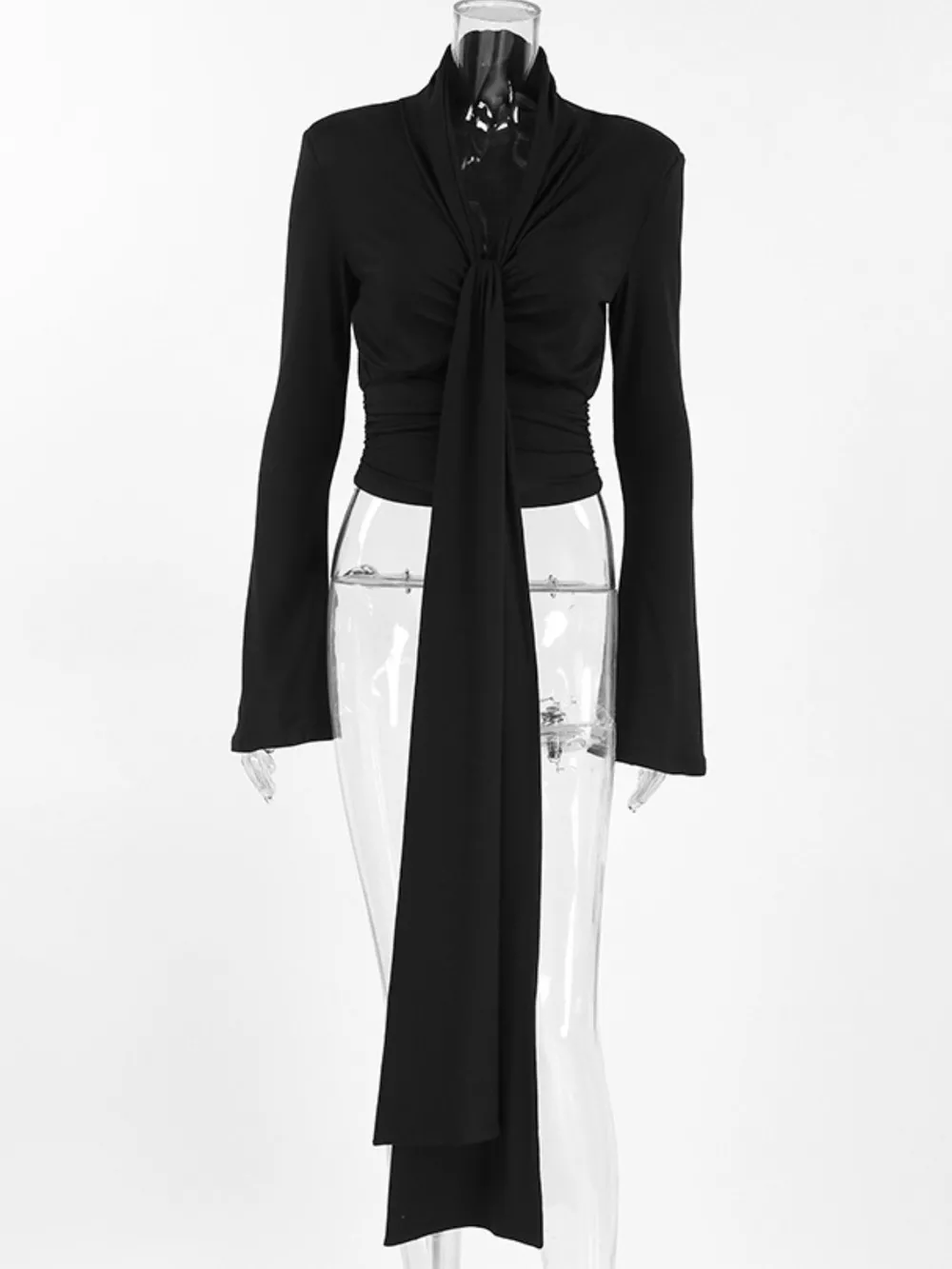 Front Tie Detail Flare Sleeve Blouse, image 8