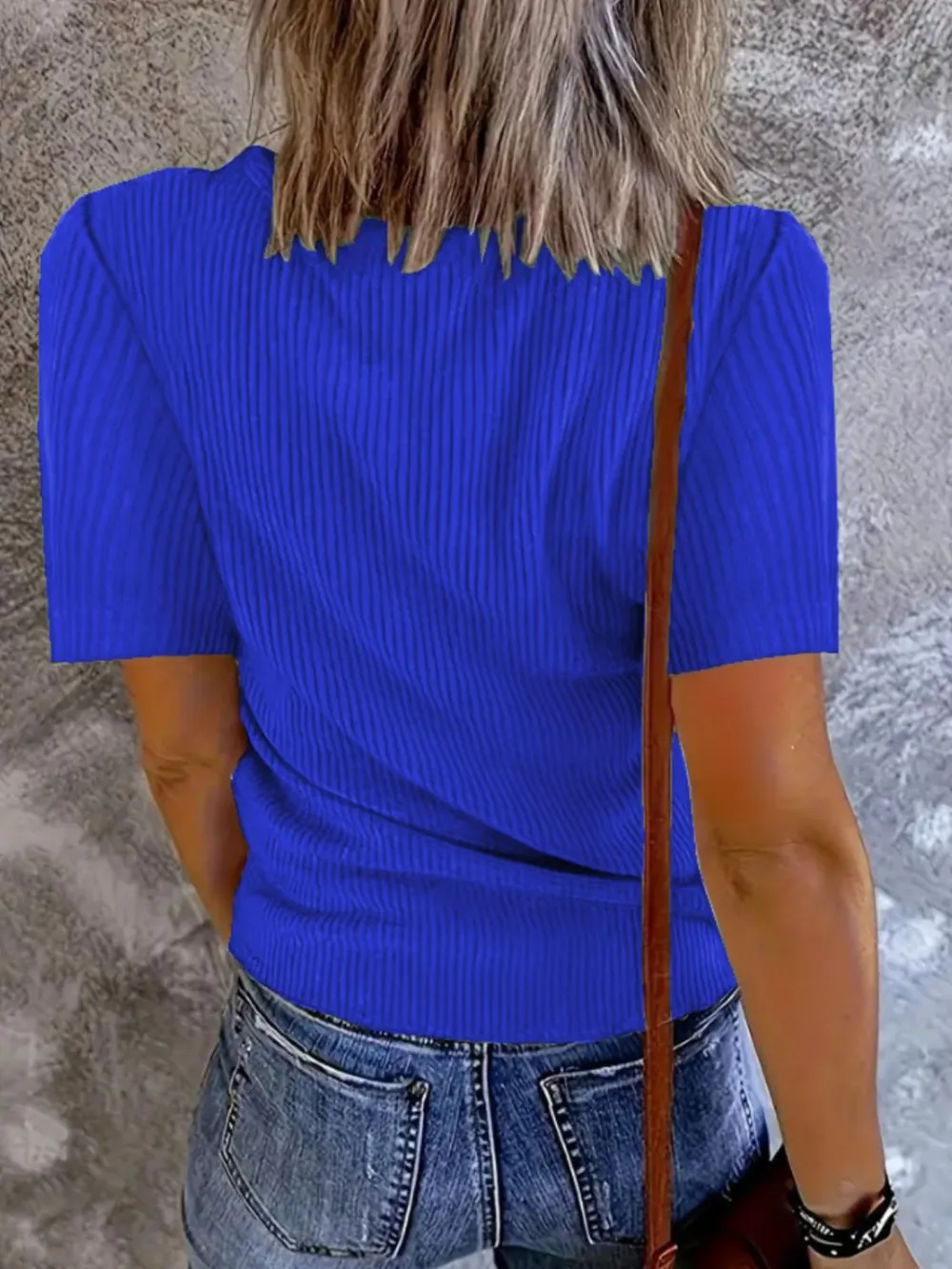 Solid V-Neck Short Sleeve T-Shirt, image 10