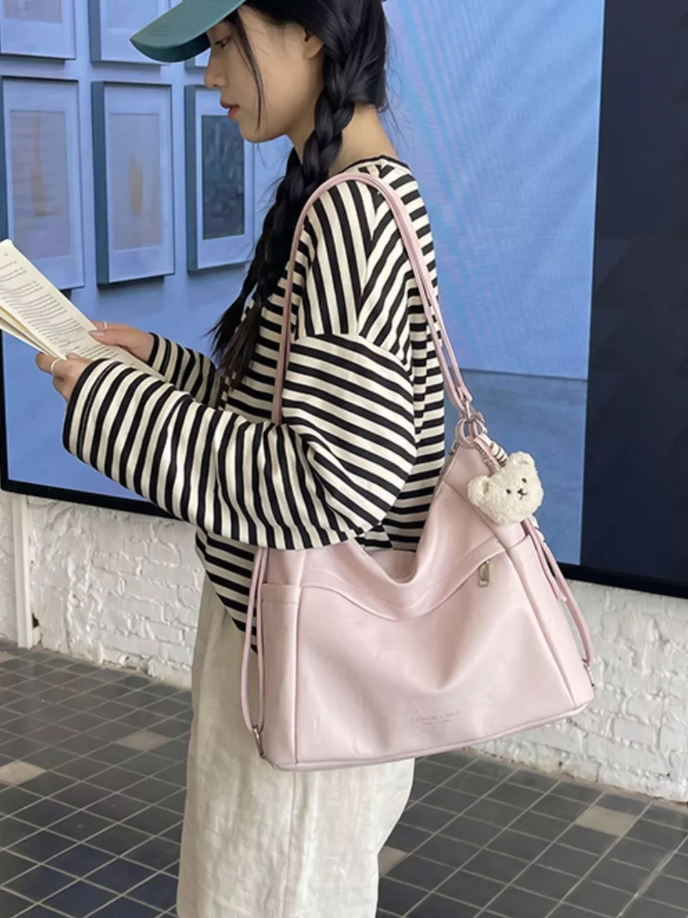Adjustable Strap Leather Shoulder Bag, image 6