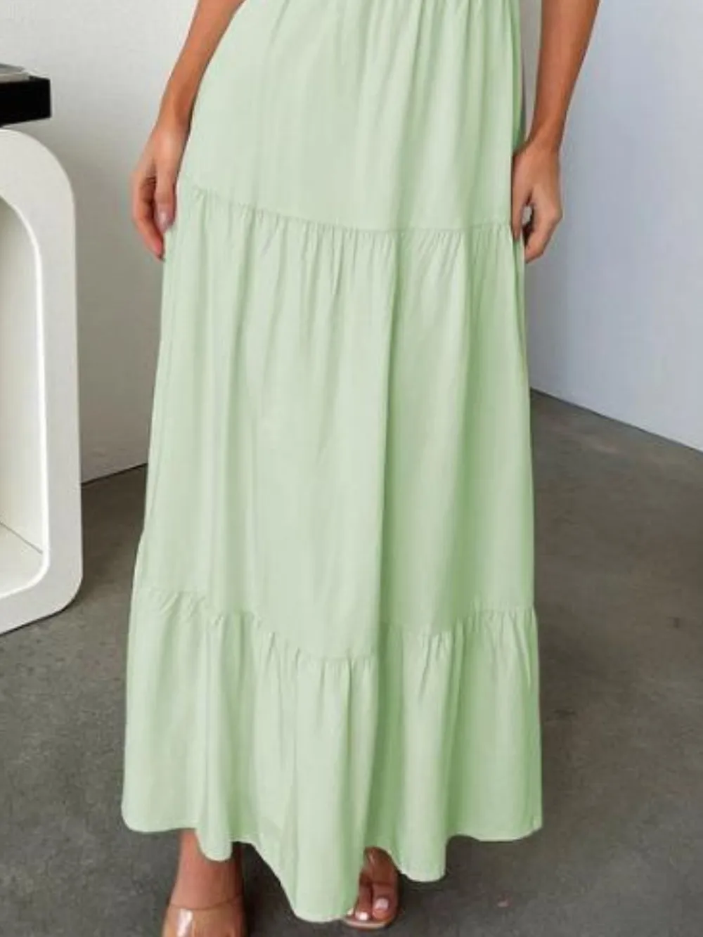 Tiered Lace Up Spaghetti Straps Maxi Dress, image 17