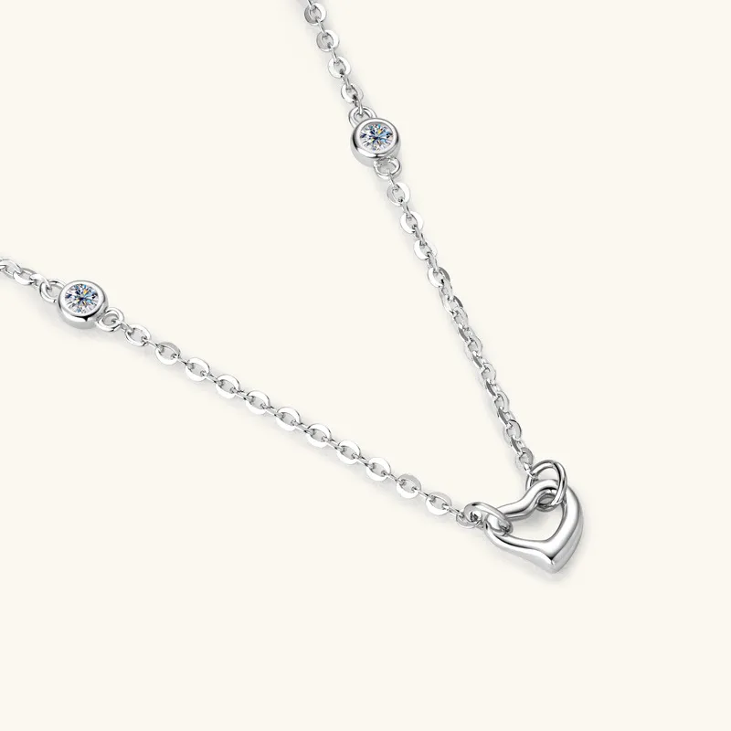 Moissanite 925 Sterling Silver Heart Necklace, image 4