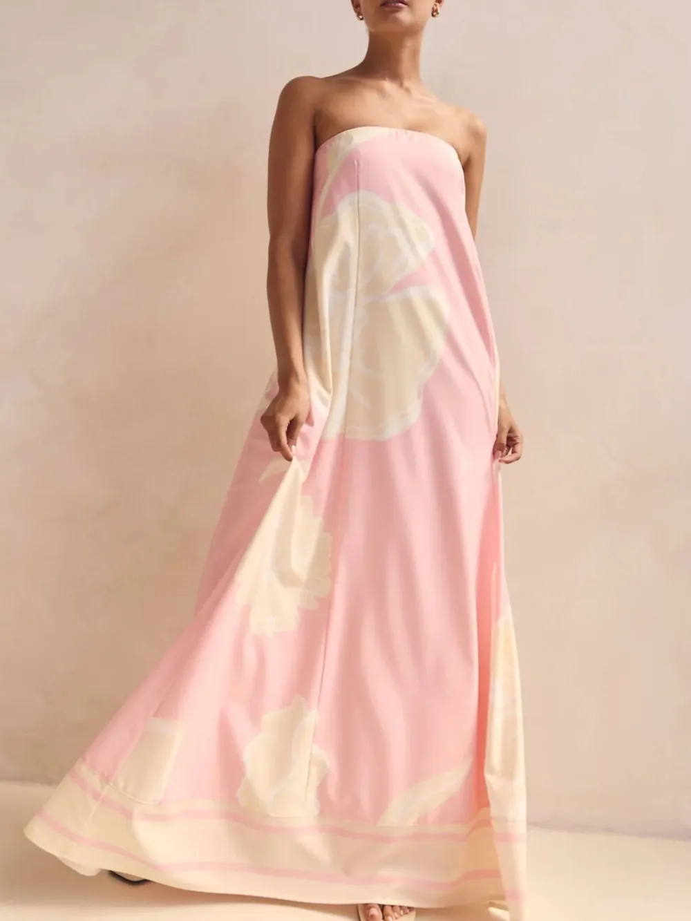 Smocked Printed Tube Maxi Dress, image 11