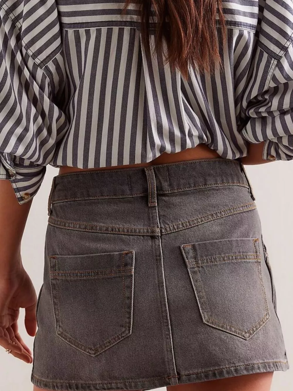 Asymmetrical Button-Front Denim Skort, image 9