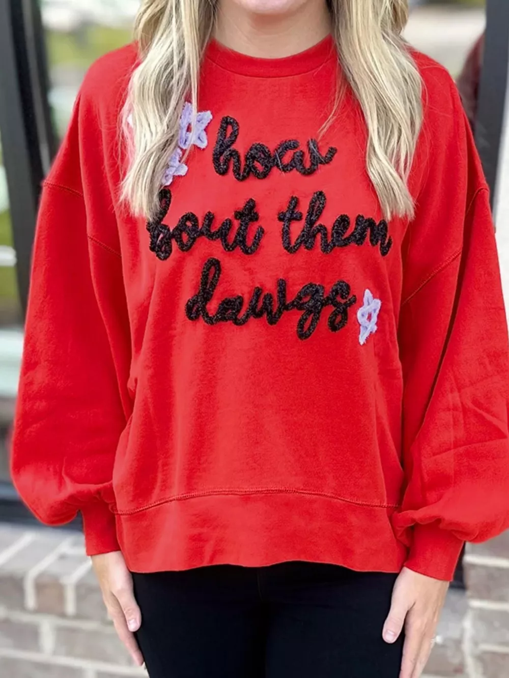 Letter Round Neck Dropped Shoulder Sweatshirt, image 2