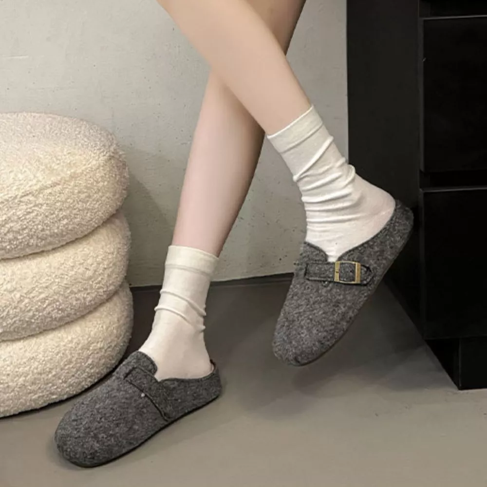 Buckle Decor Round Toe Slippers, image 4