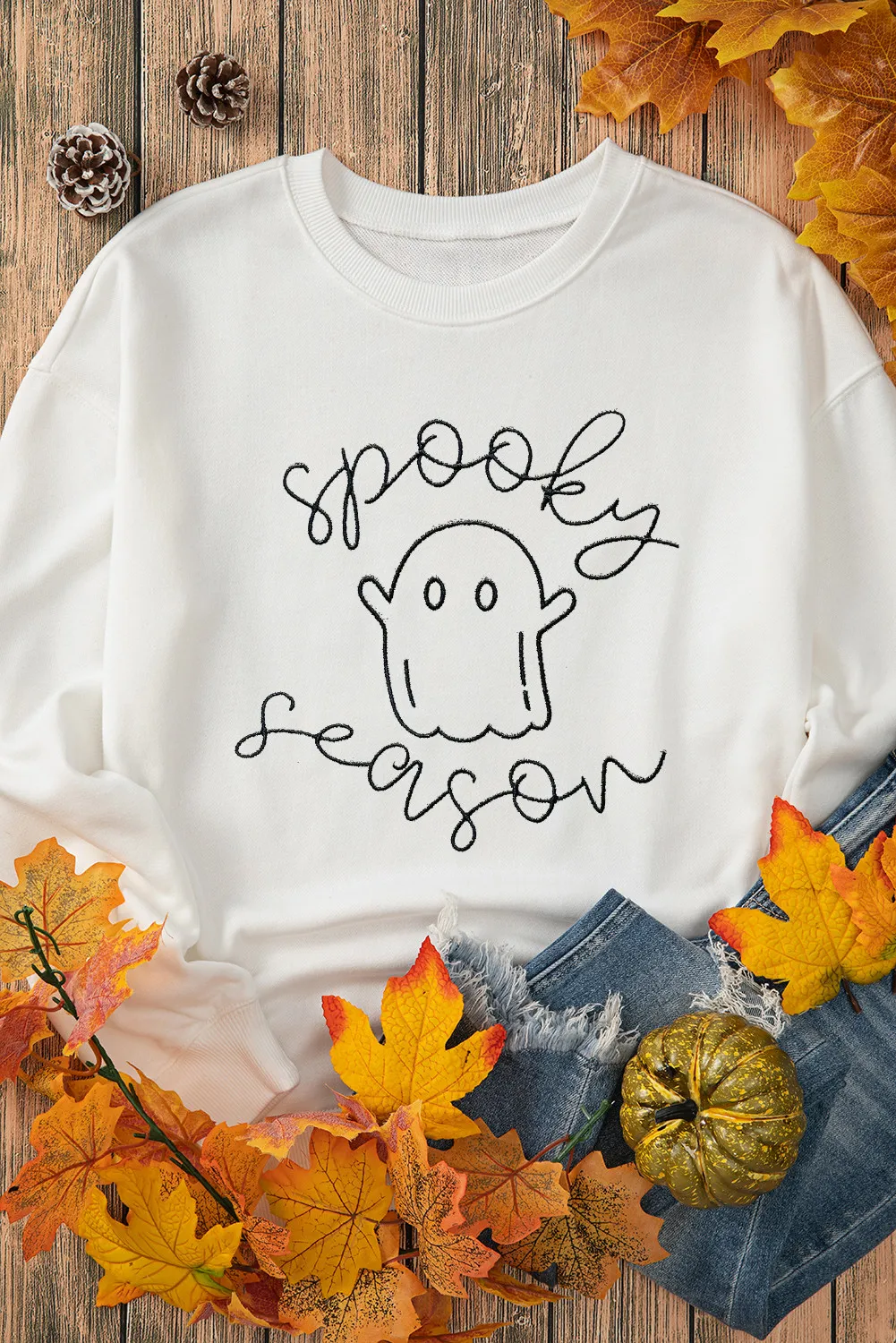 Ghost Graphic Long Sleeve Dropped Shoulder Sweatshirt, image 4