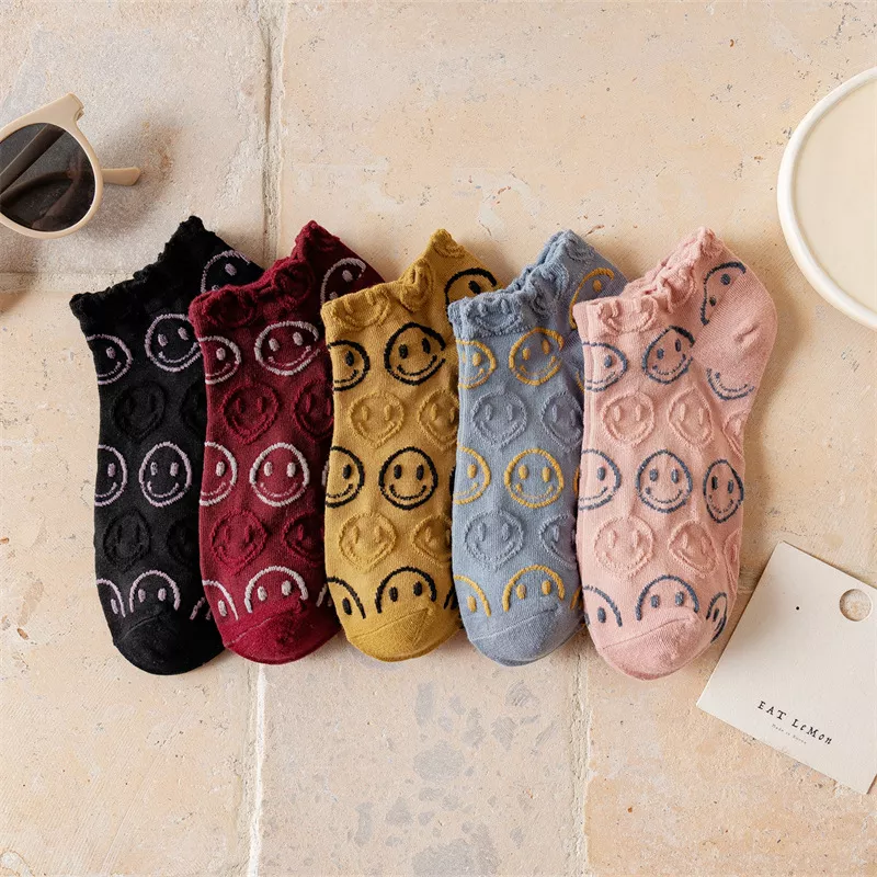 5 Pair Vintage Textured Ankle Socks Set, image 10