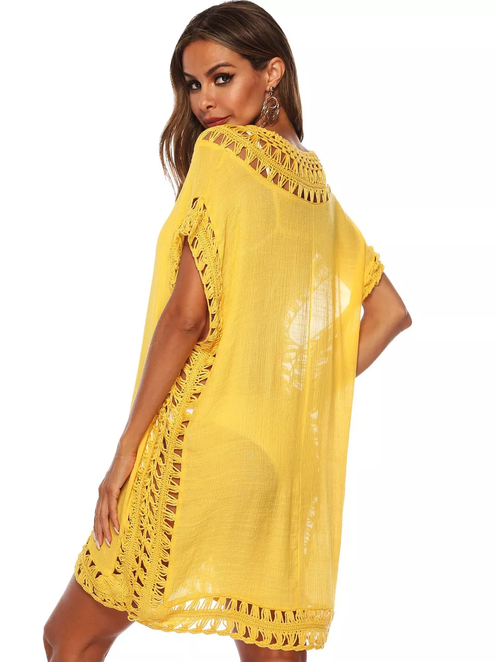 Crochet Trim V-Neck Cover-Up Dress, image 11