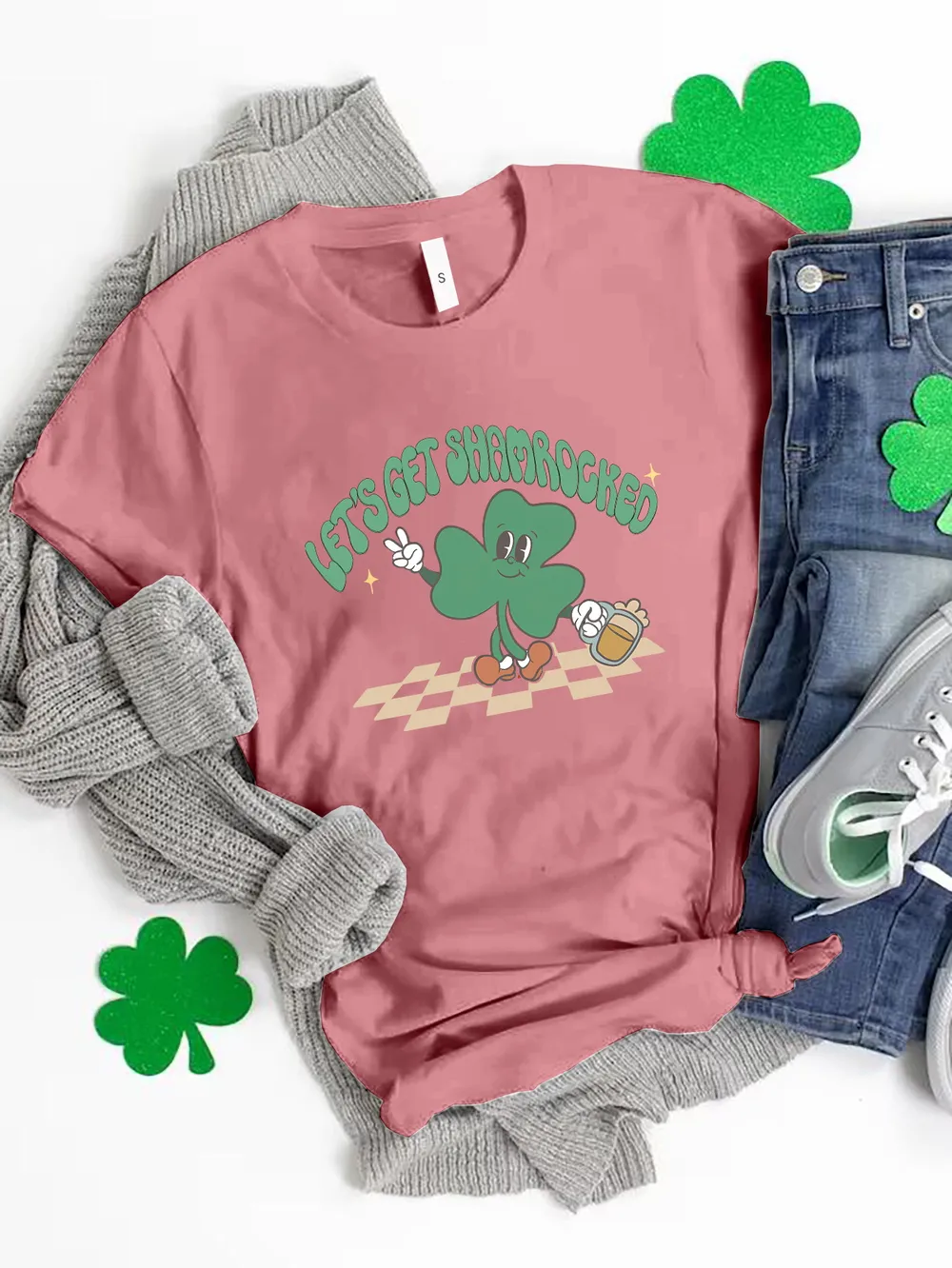 LET'S GET SHAMROCKED Round Neck T-Shirt, image 7