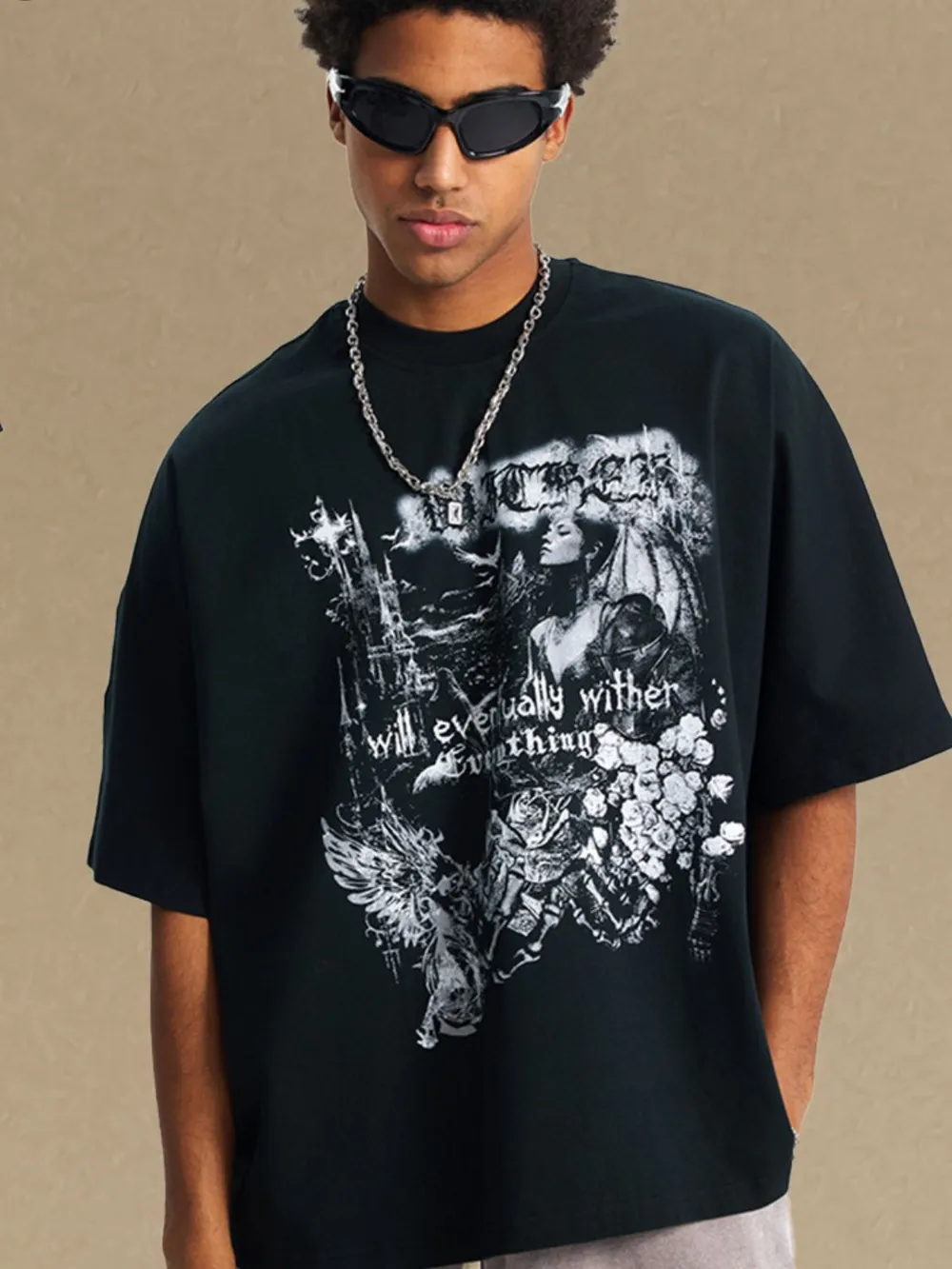 Men's Round Neck Half Sleeve Graphic T-Shirt, image 4
