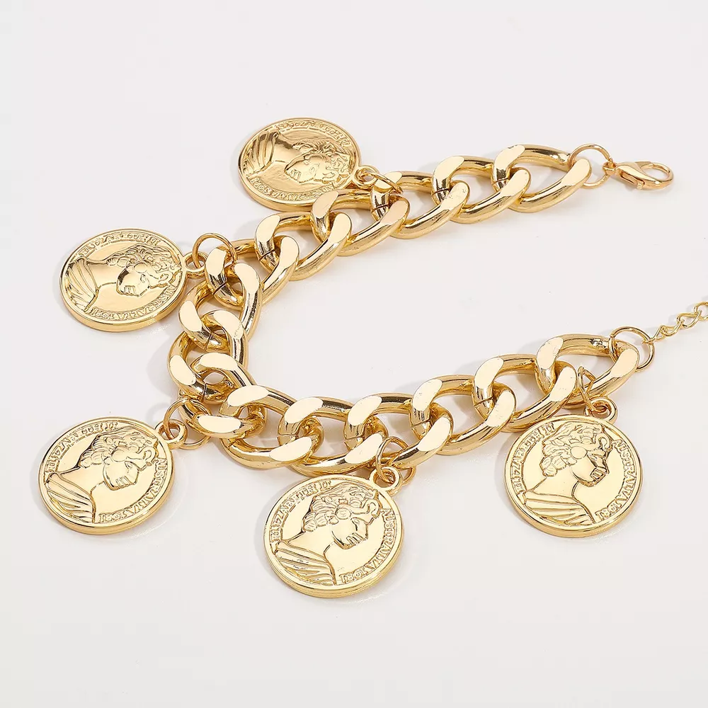 18K Gold-Plated Coin Charm Bracelet, image 6