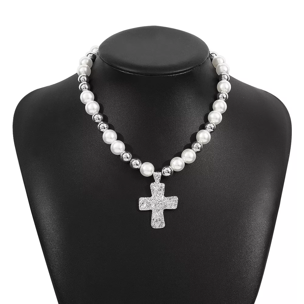Pearl & Cross Pendant Necklace, image 7