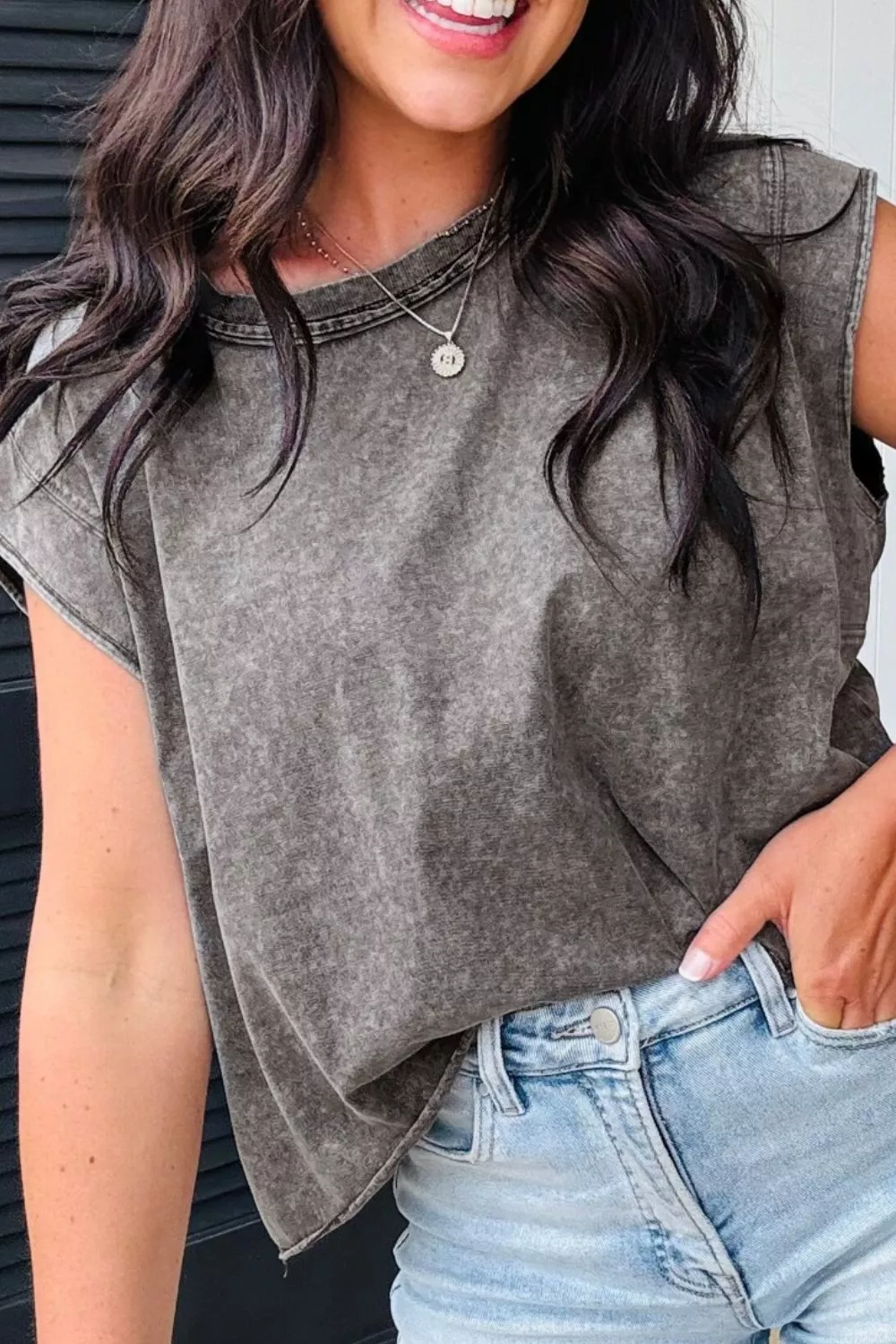 Mineral Wash Boxy Fit Cotton Tank Top, image 3