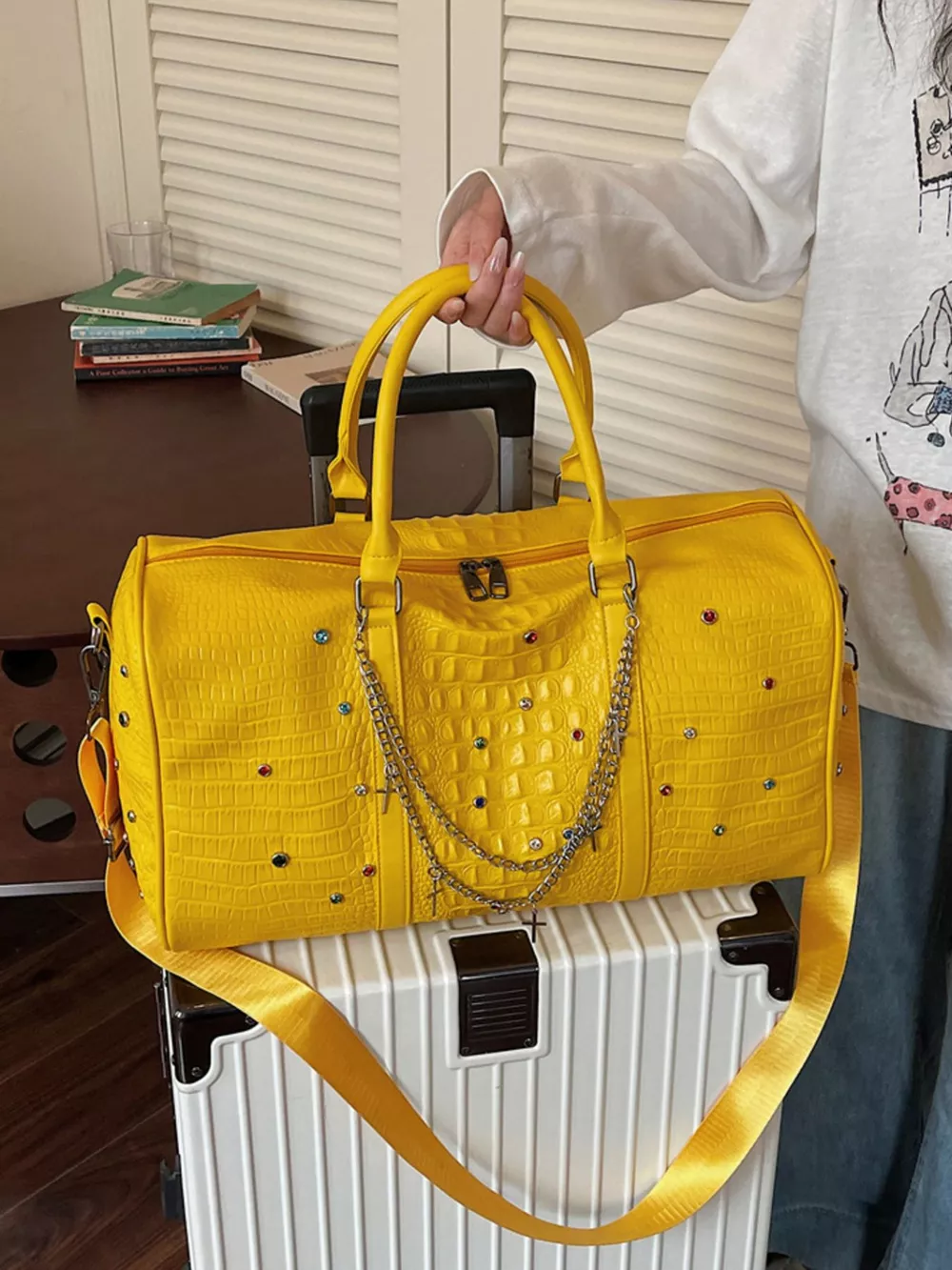 Studded Leather Duffel Bag, image 3