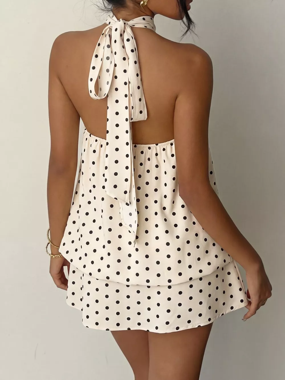 Polka Dot Halter Neck Mini Dress, image 6