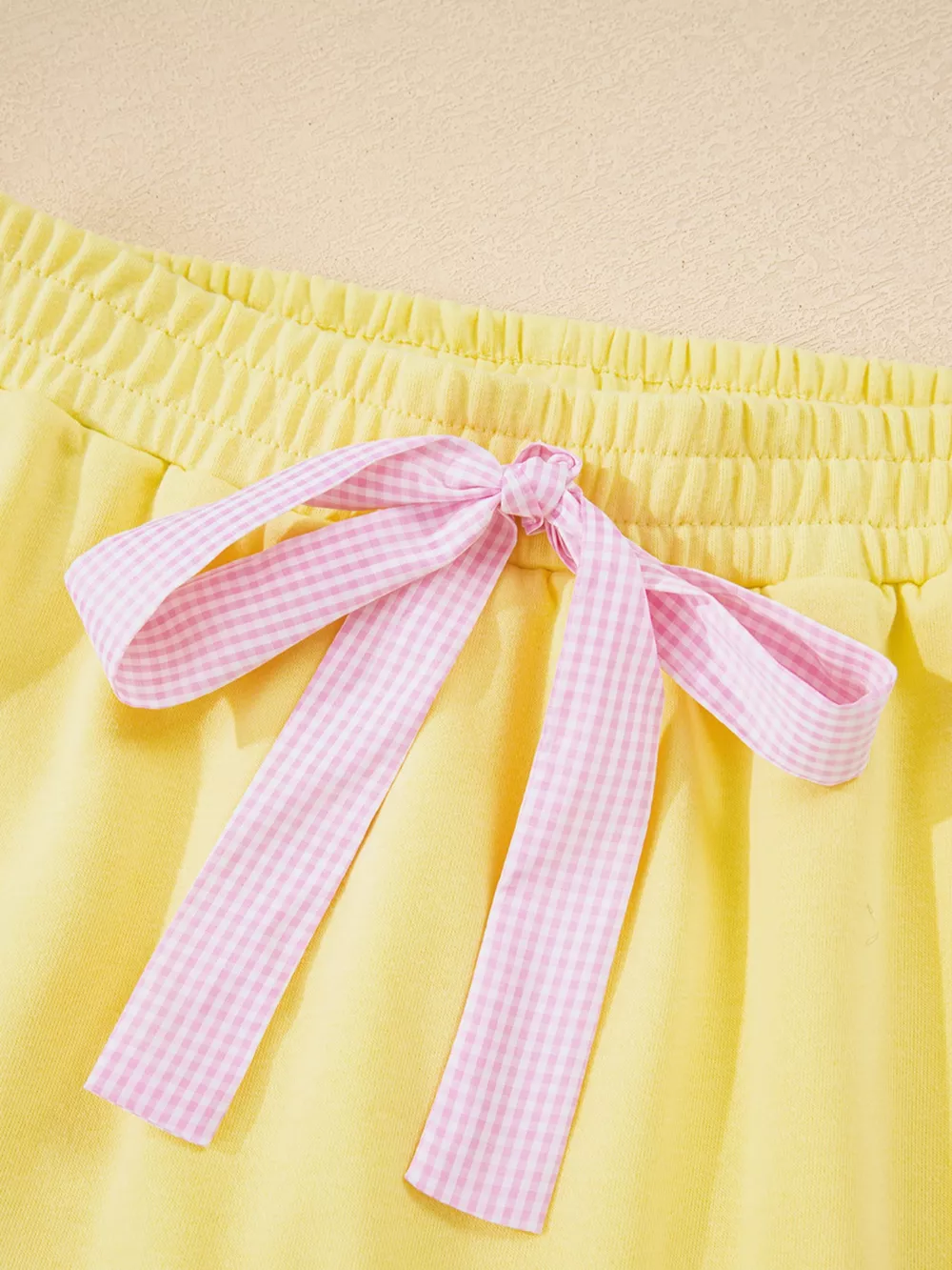Contrast Frill Hem Round Neck Top and Shorts Set, image 3