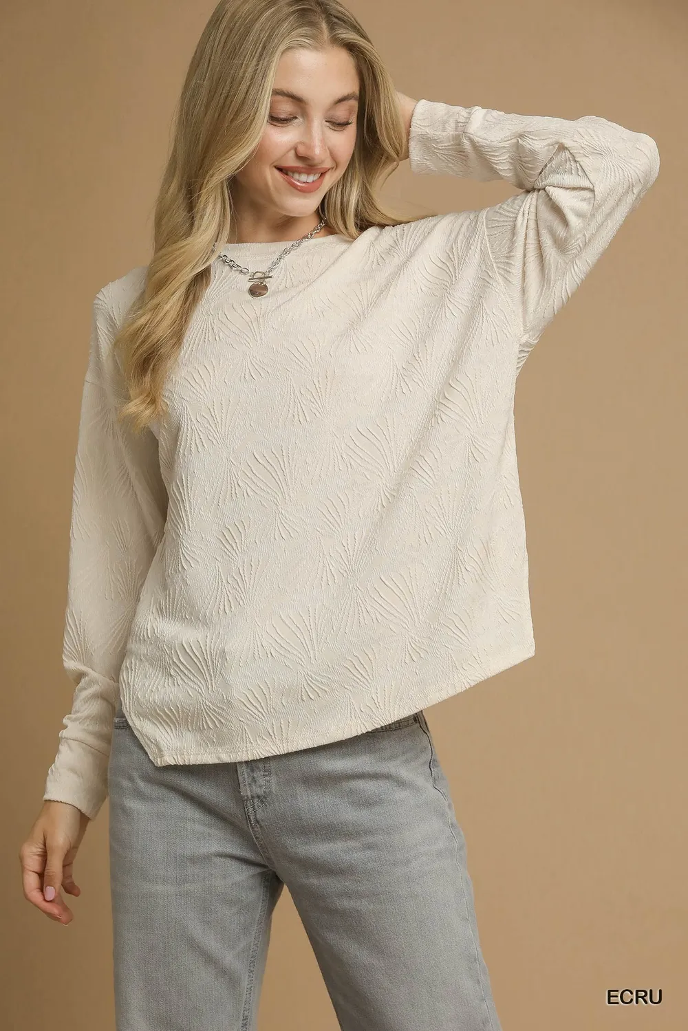 Textured Knit Long Sleeve Top, image 2