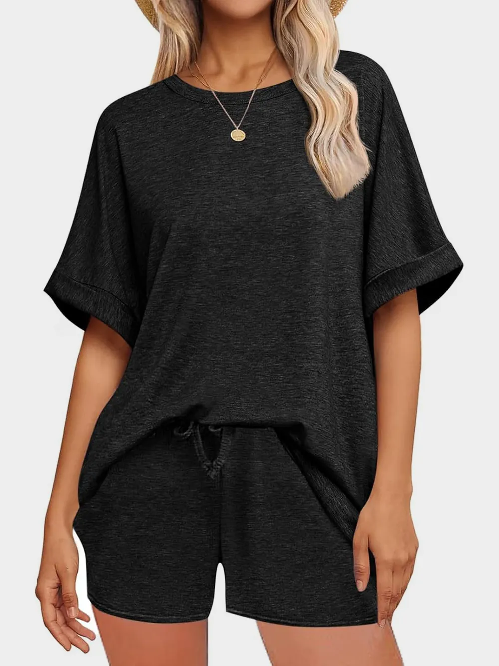 Round Neck T-Shirt and Drawstring Shorts Set, image 7