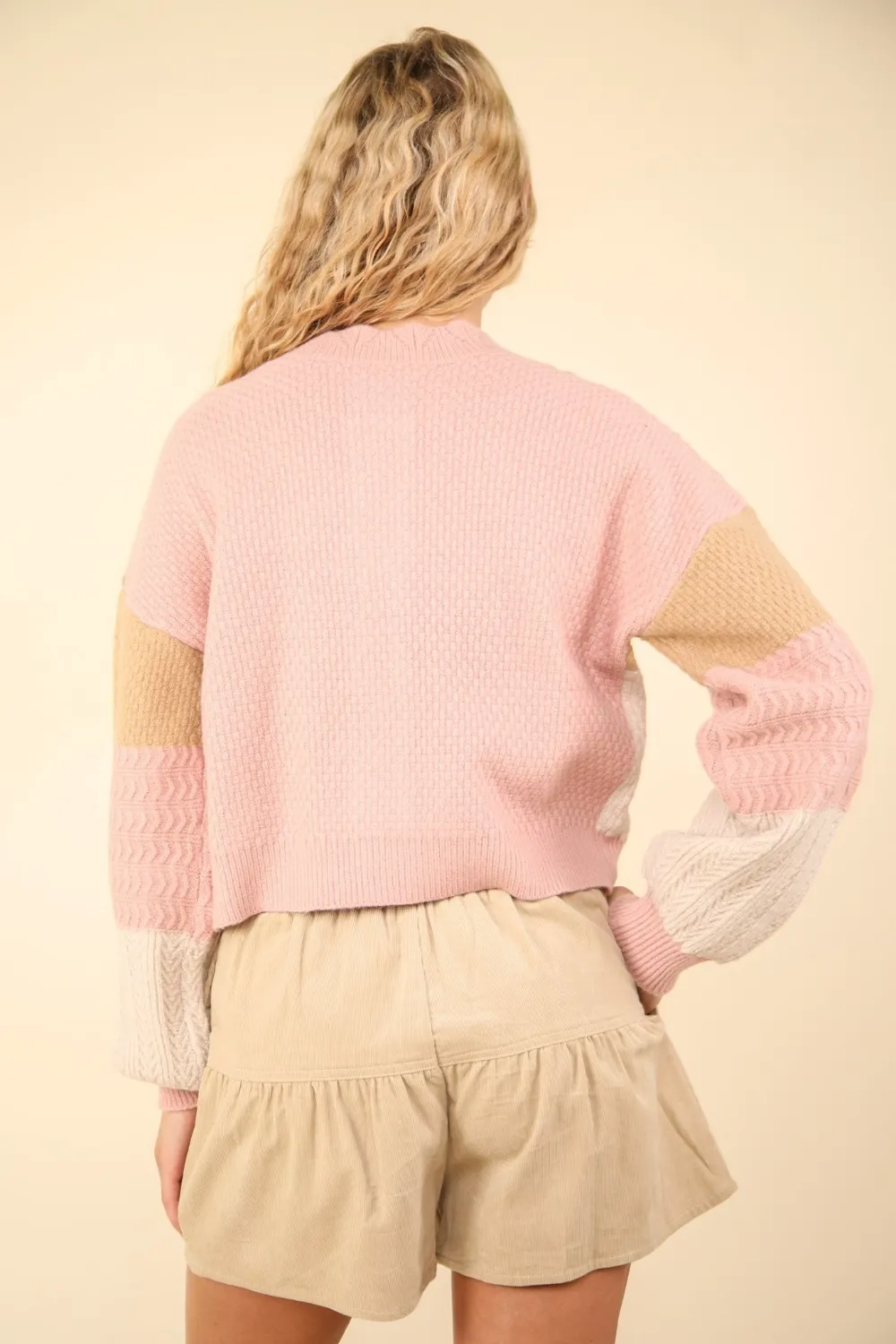 Color Block Button Down Textured Sweater Cardigan, image 2