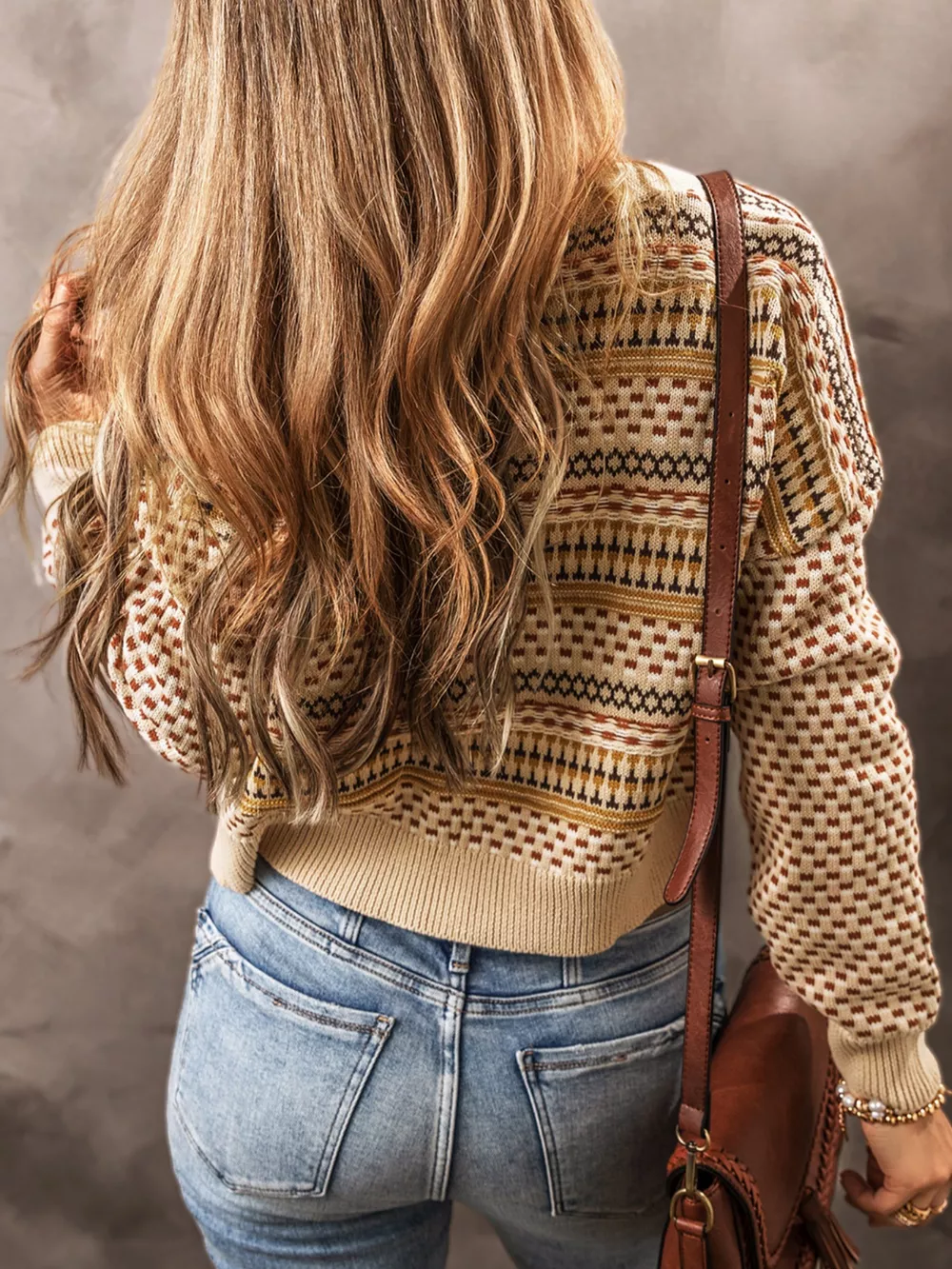 Vintage Patterned Button-Down Cardigan, image 3