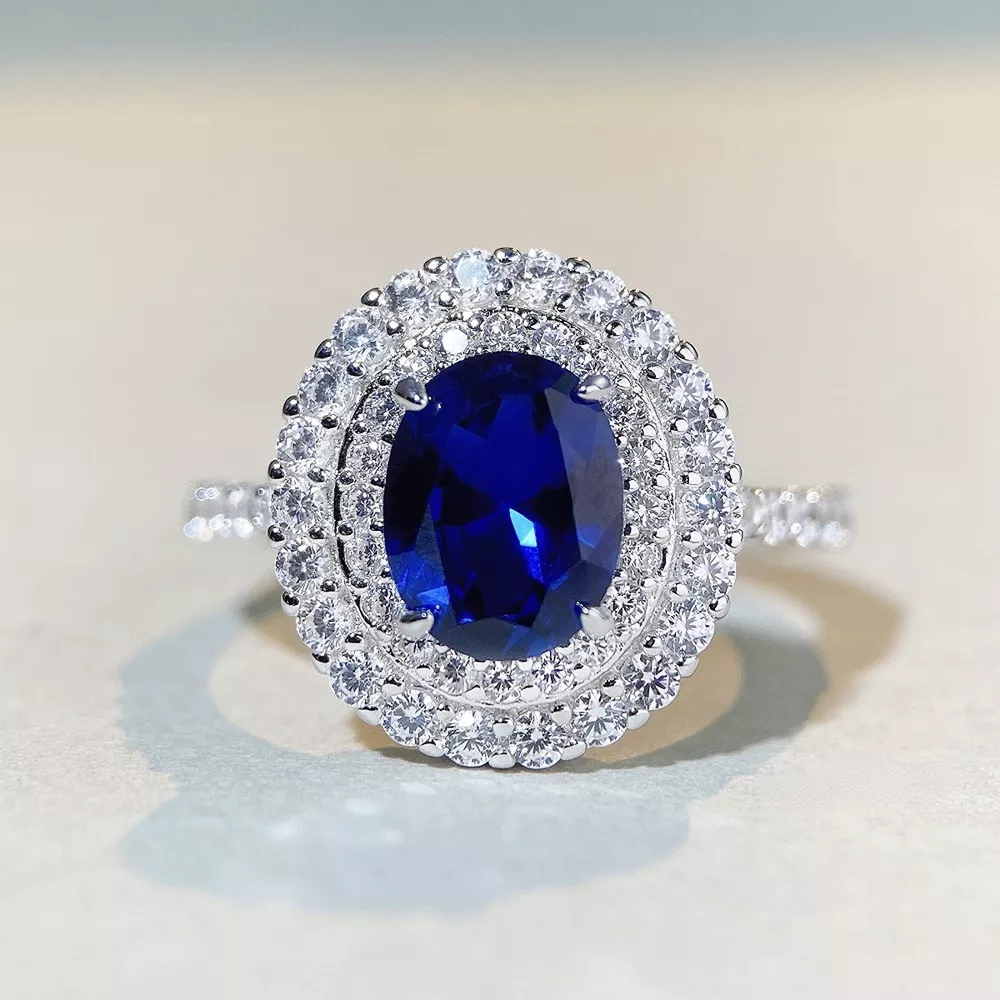 925 Sterling Silver Zircon Round Ring