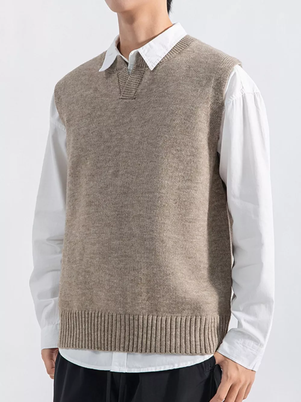 Men's Plus Size Ribbed Hem Sweater Vest, image 6