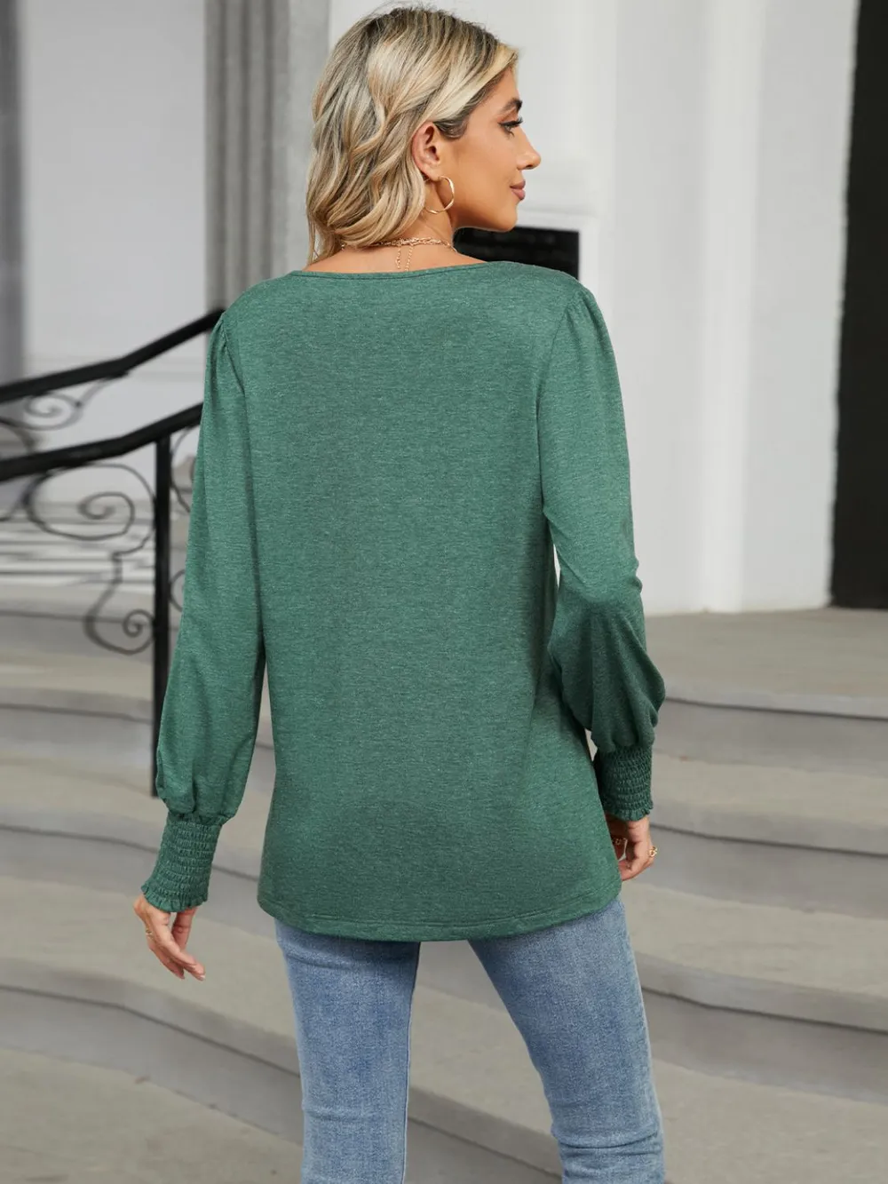 V-Neck Lantern Sleeve T-Shirt, image 3