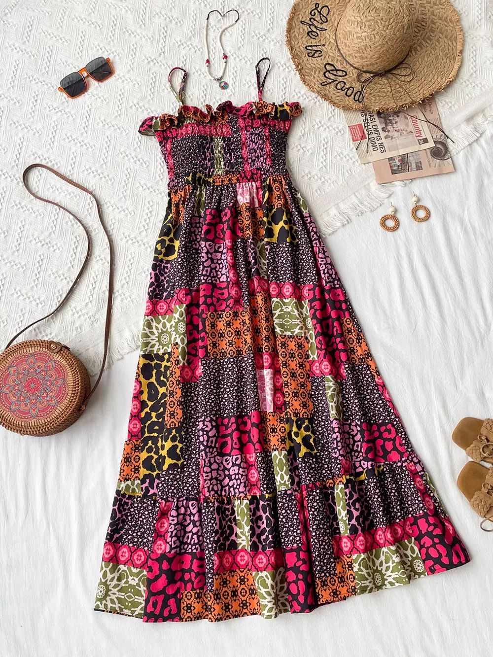 Smocked Leopard Cami Dress, image 4
