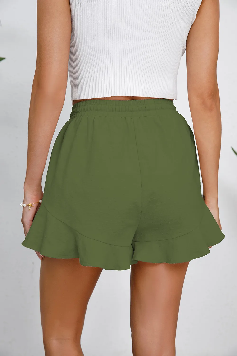 Full Size Drawstring Ruffle Hem Shorts, image 13