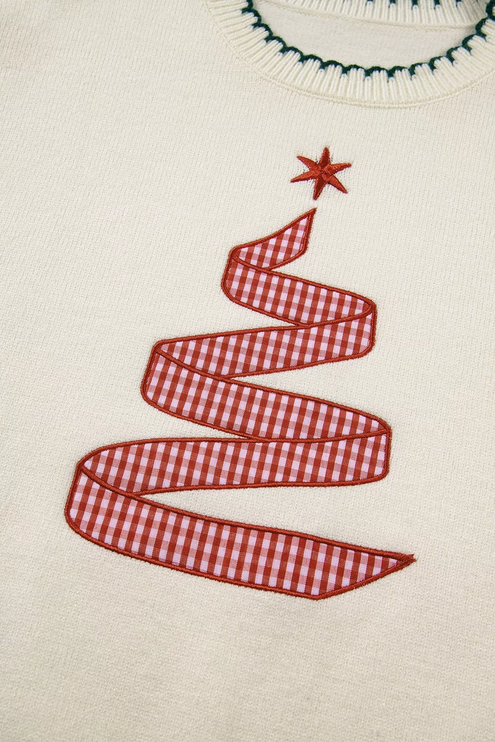 Stitched Detail Christmas Tree Holiday Casual Sweater, image 8