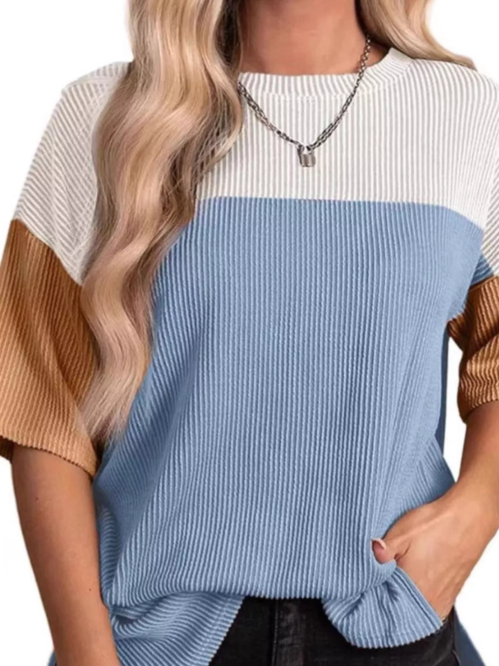 Color Block Half Sleeve Top, image 10