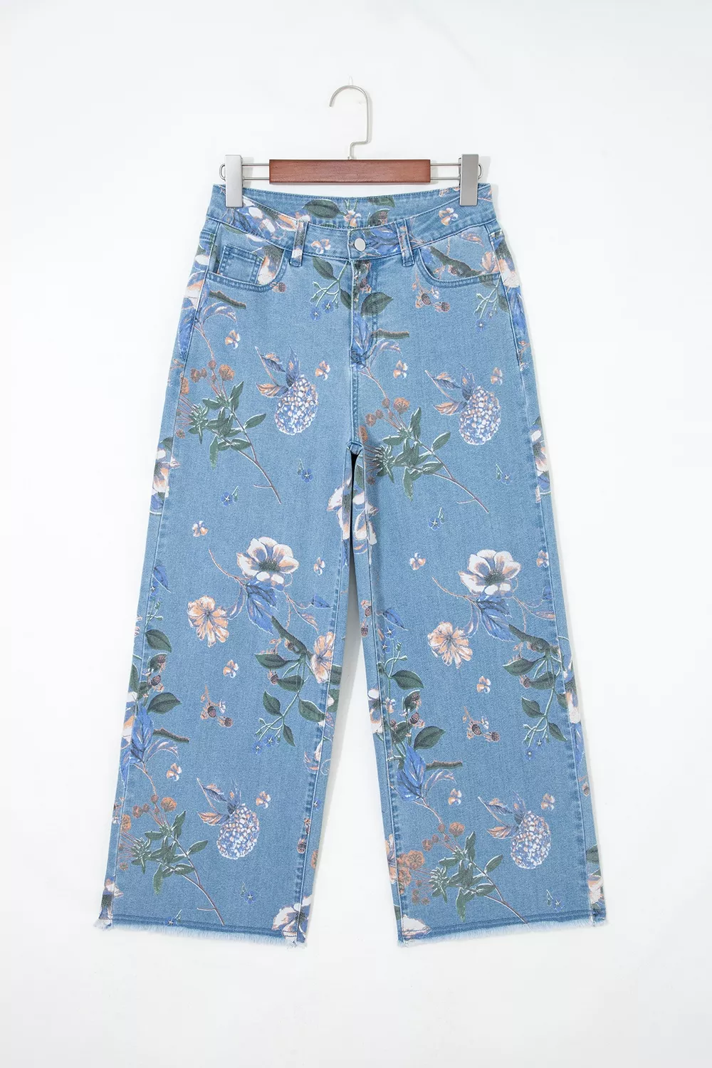 Floral Print Wide-Leg Jeans, image 5