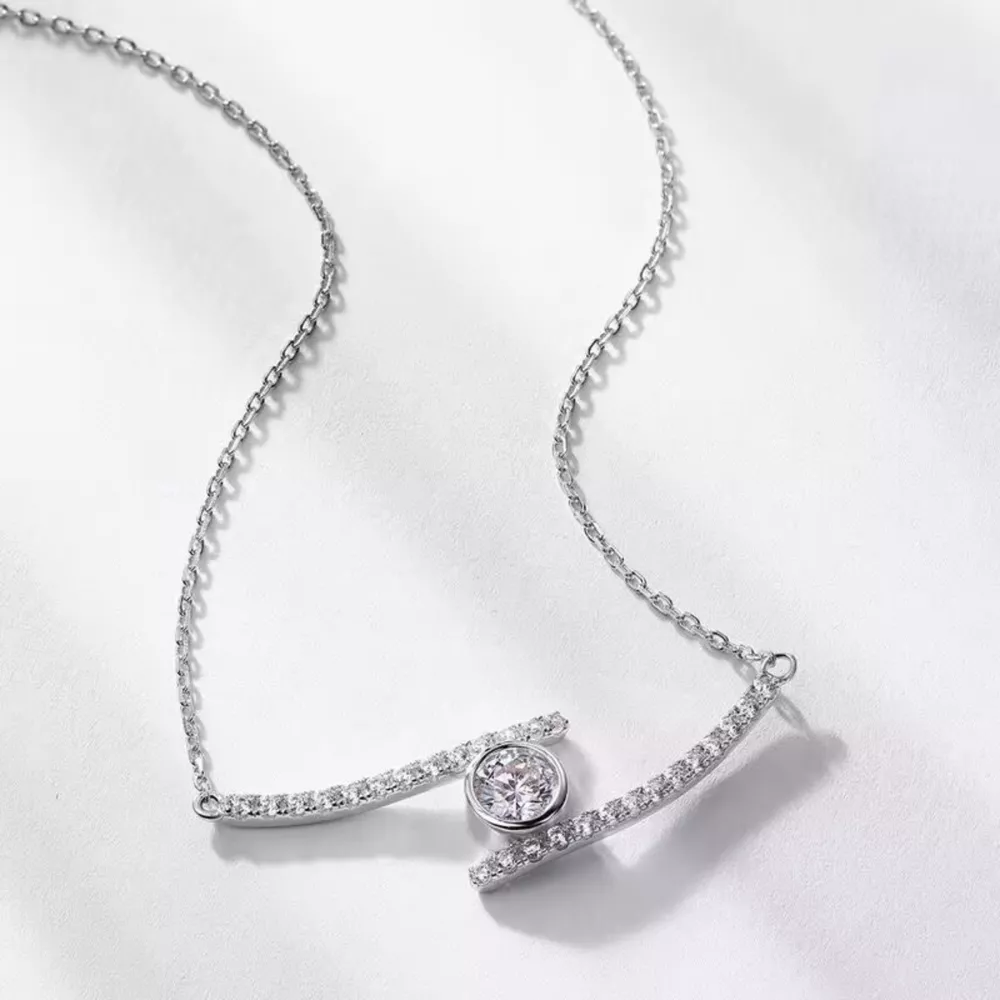 1 Carat Moissanite 925 Sterling Silver Necklace, image 3