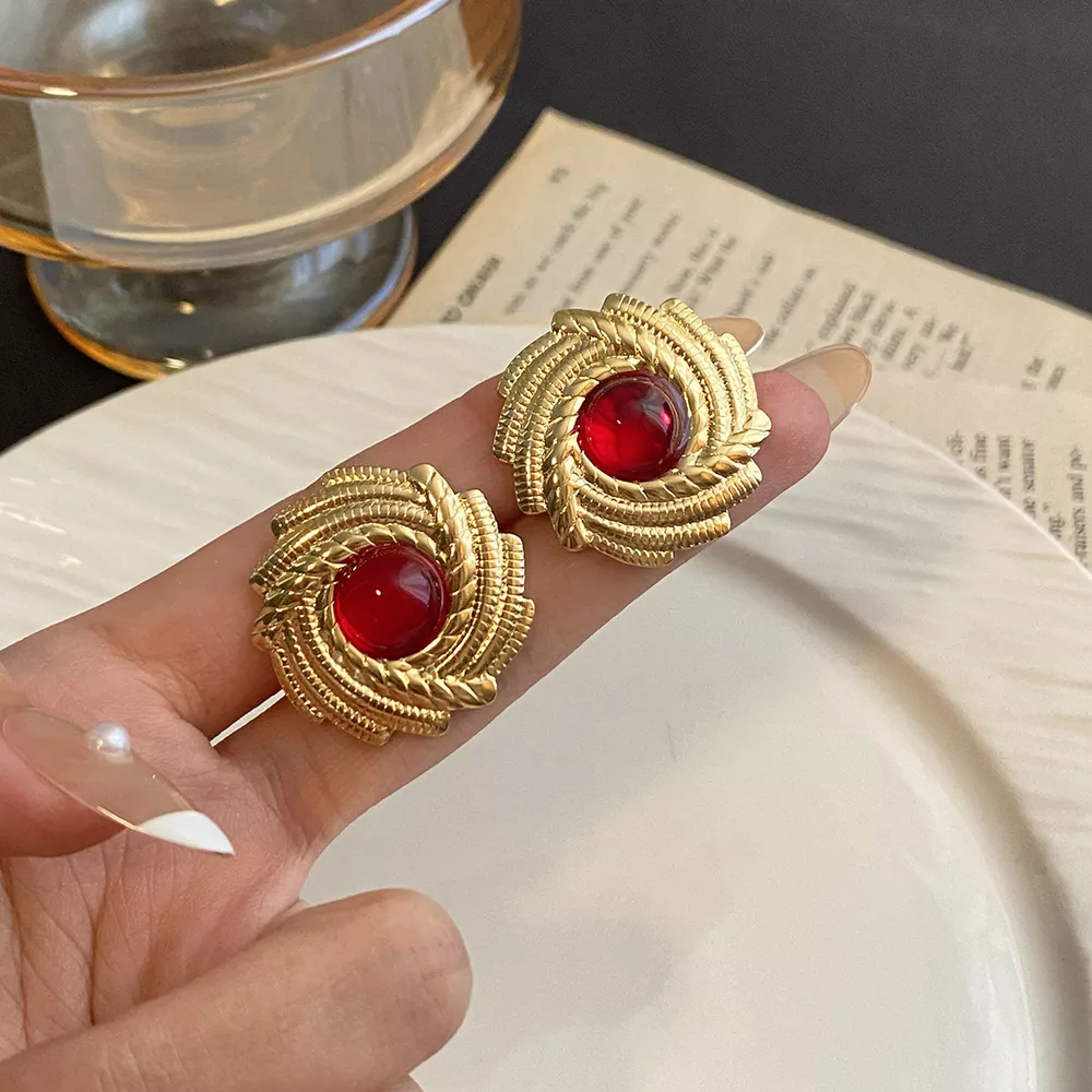 18K Gold-Plated Spiral Statement Earrings, image 3