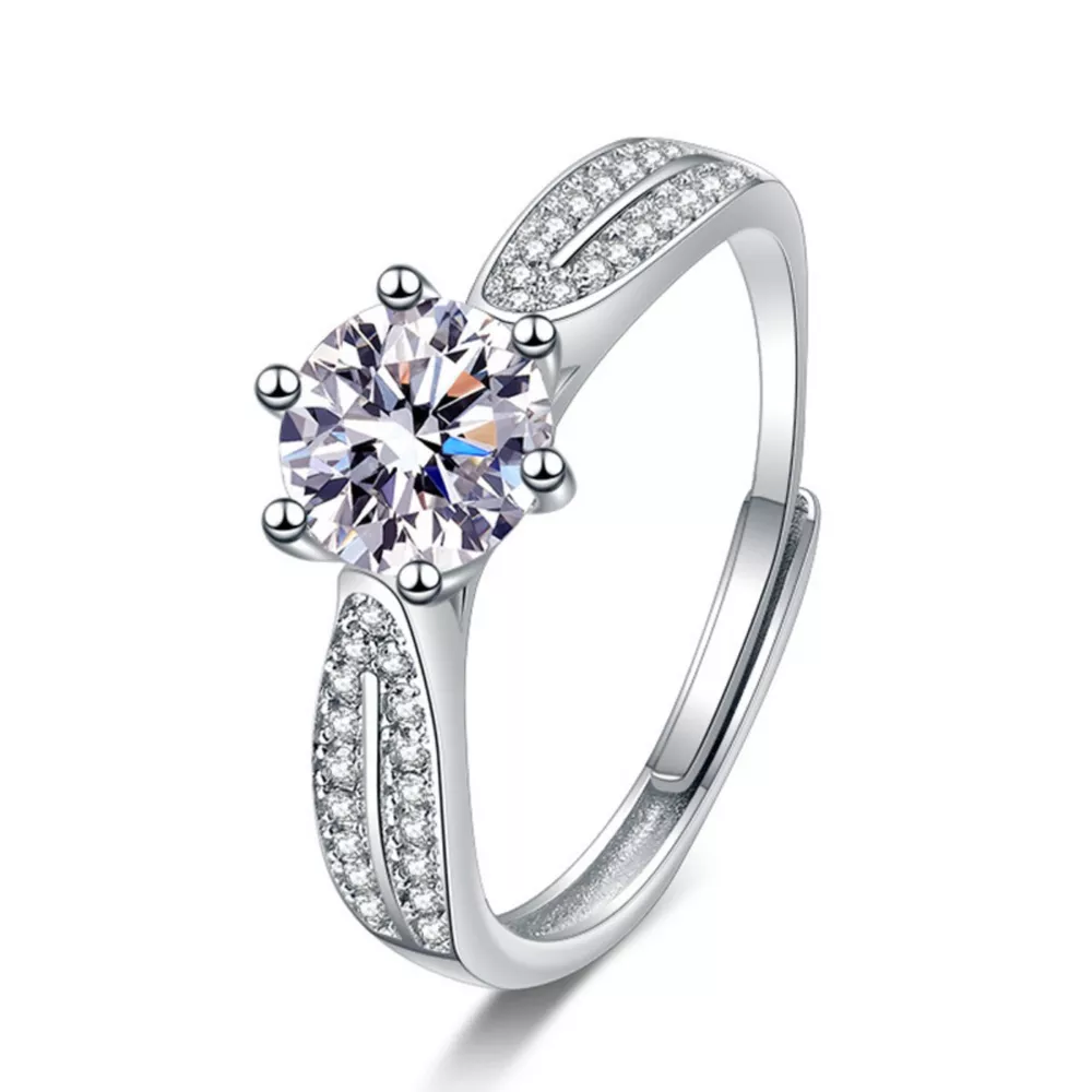 1 Carat Moissanite 925 Sterling Silver Ring, image 3