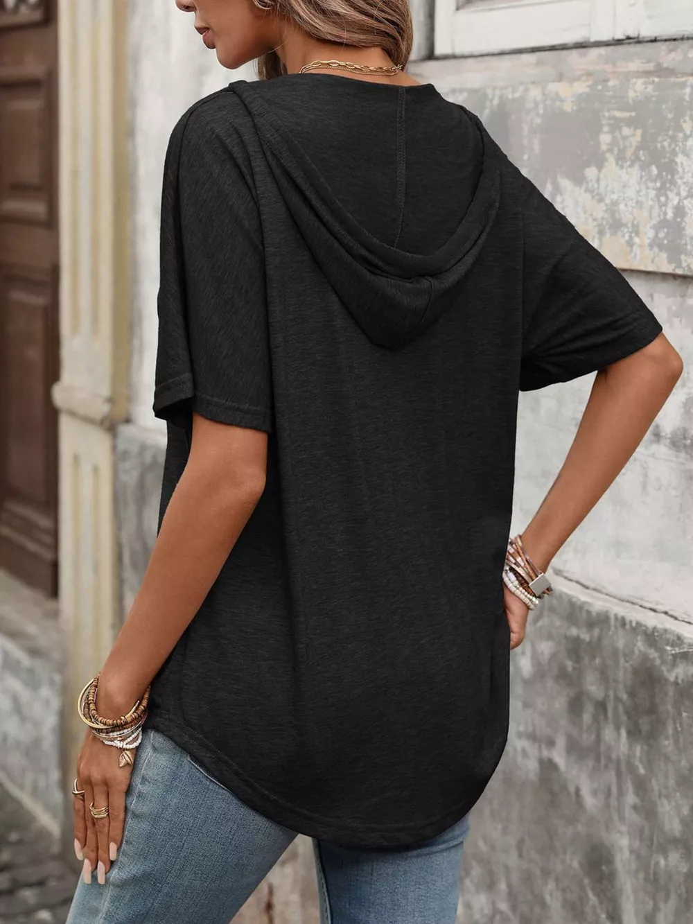 Casual Short Sleeve Hooded T-Shirt, image 8