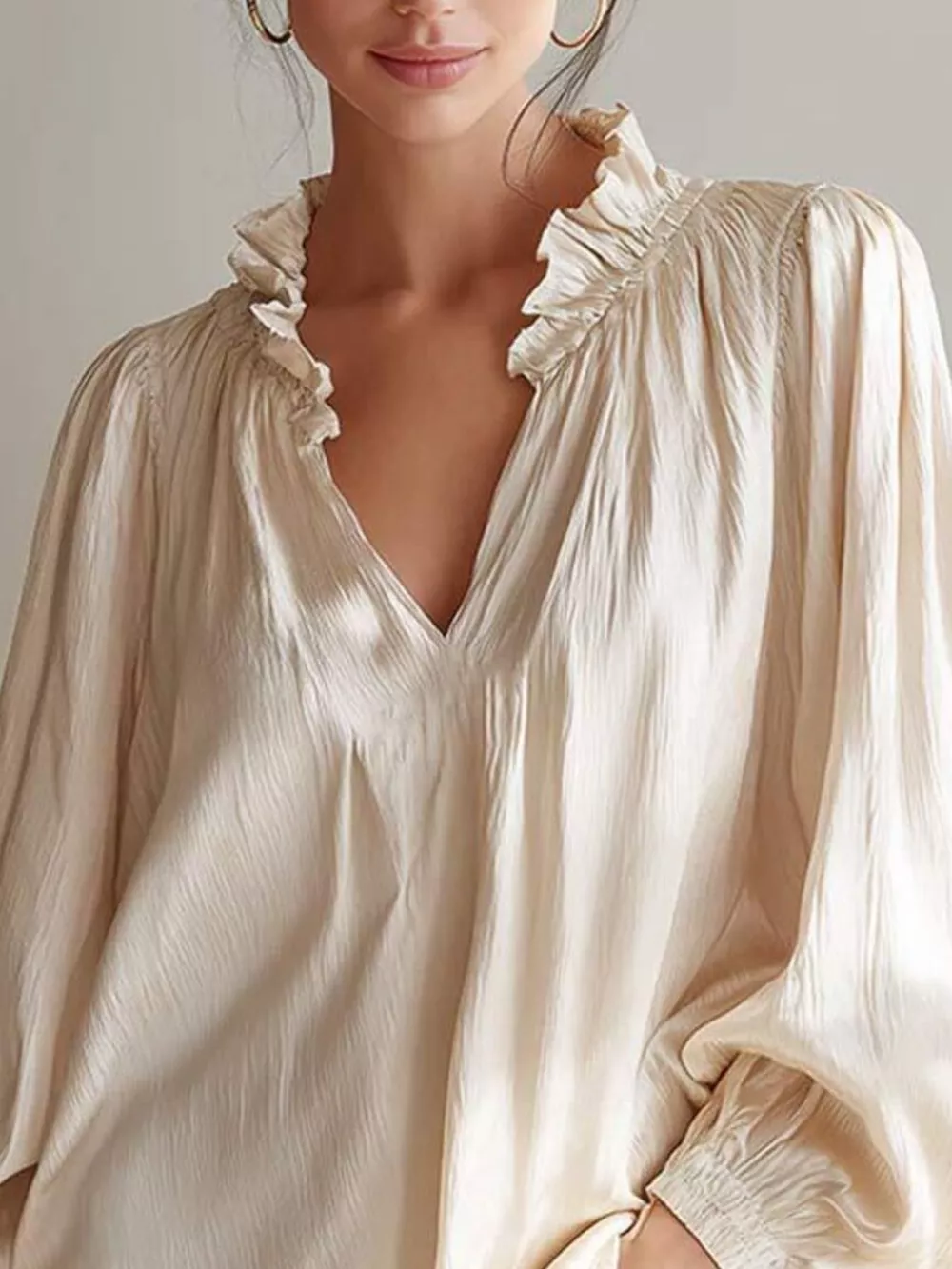 Ruffle Trim Long Sleeves Blouse, image 5