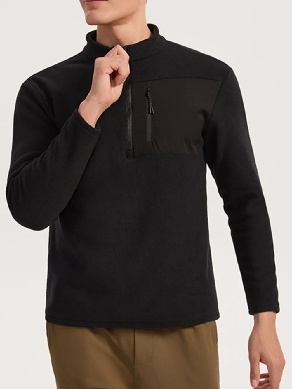 Men's Plus Size Half-Zip Fleece Sweatshirt with Chest Pocket, image 3