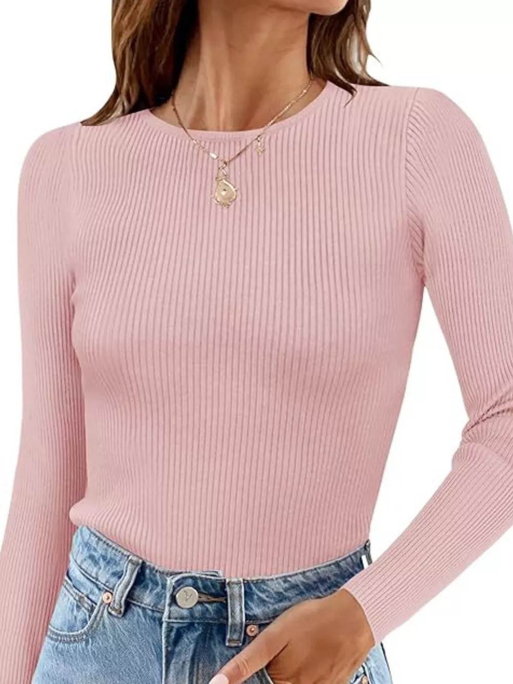 Ribbed Knit Slim Fit Long Sleeve T-Shirt, image 3