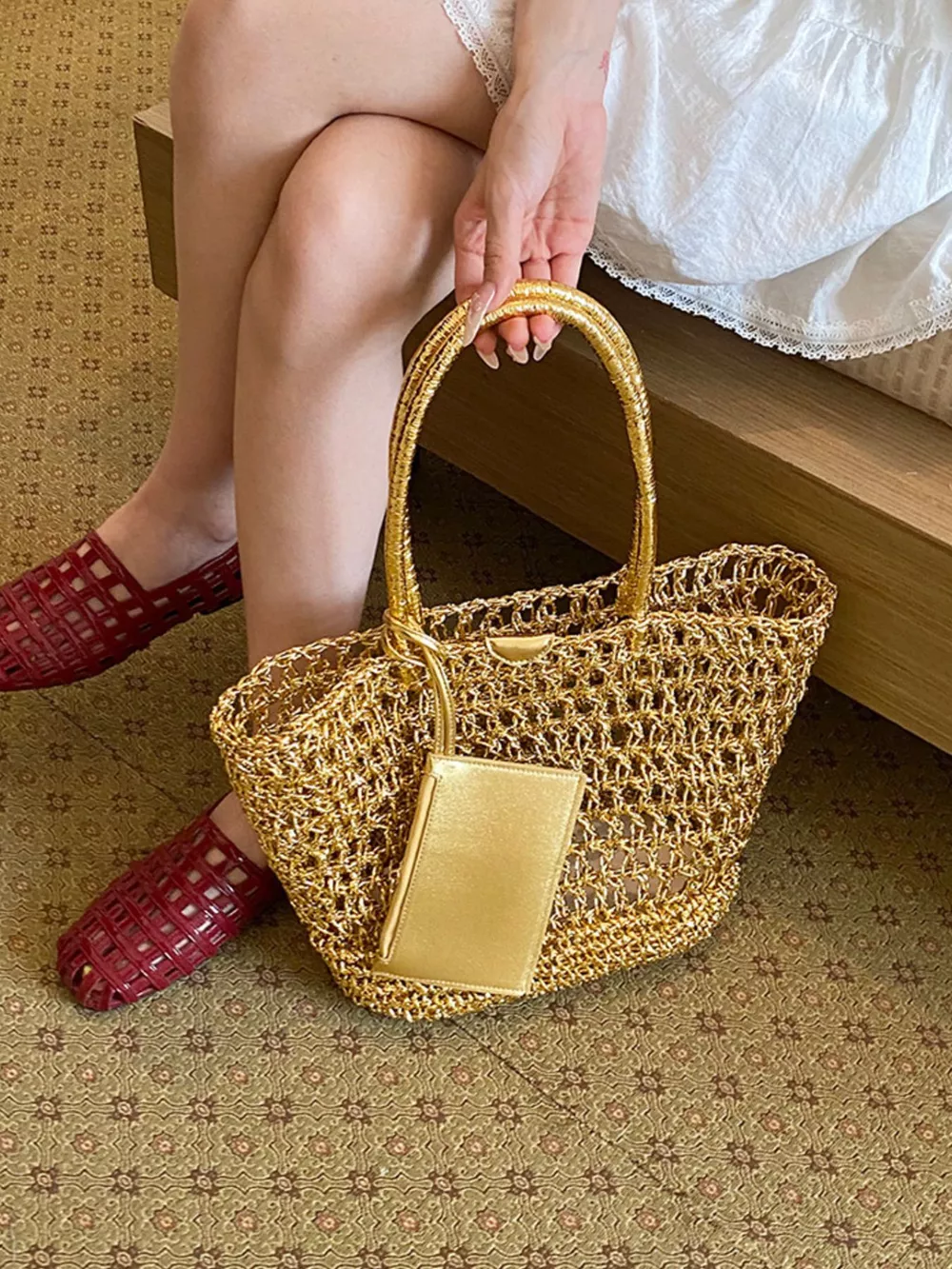 Woven Straw Tote Bag, image 6