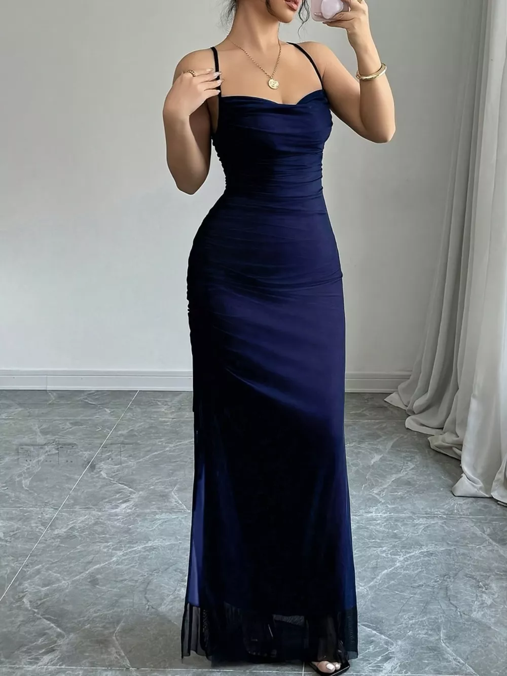 Sweetheart Neck Spaghetti Strap Maxi Dress, image 3