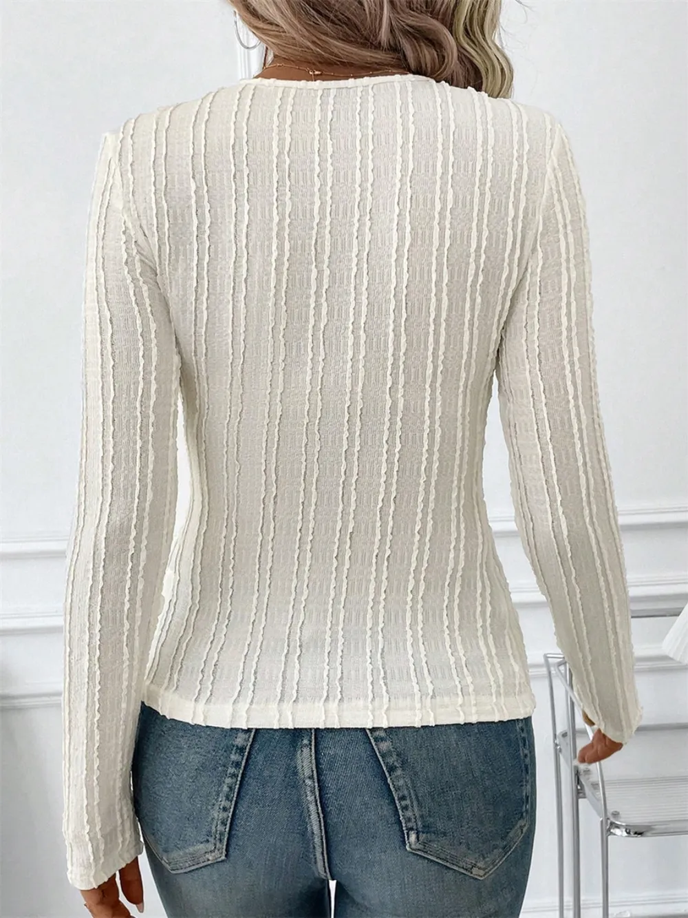 Round Neck Long Sleeve Top, image 2