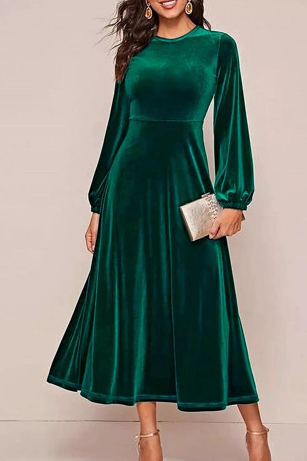Velvet Balloon Sleeve Maxi Dress, image 2