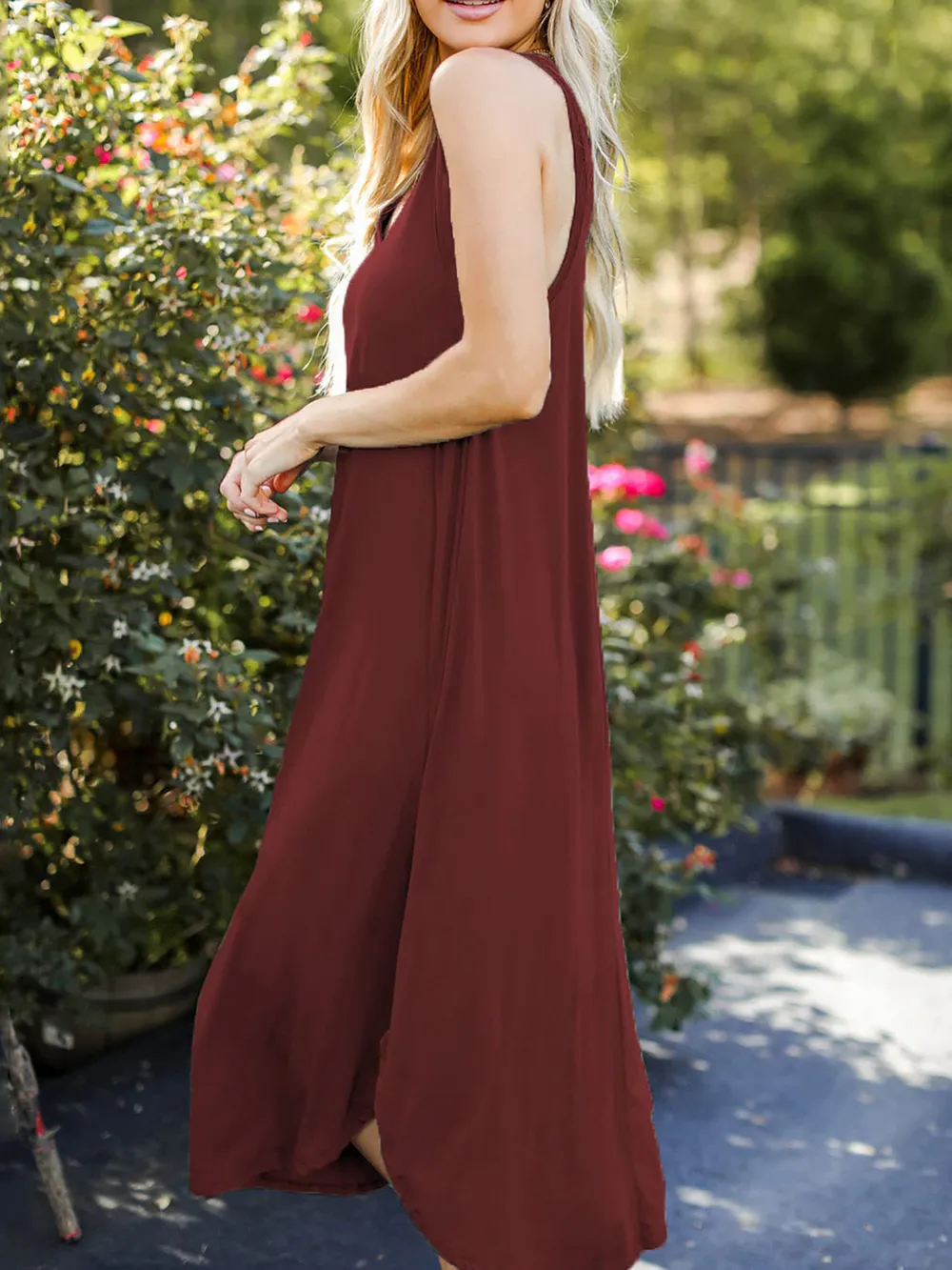 Full Size V-Neck Midi Tank Dress, image 7