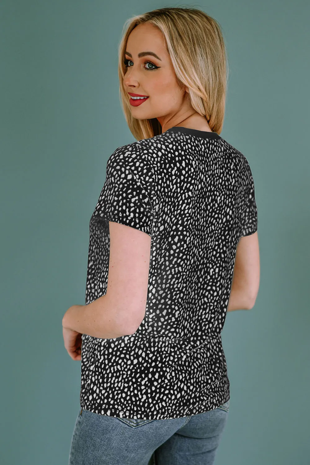 Animal Print Round Neck Short Sleeve T-Shirt, image 12